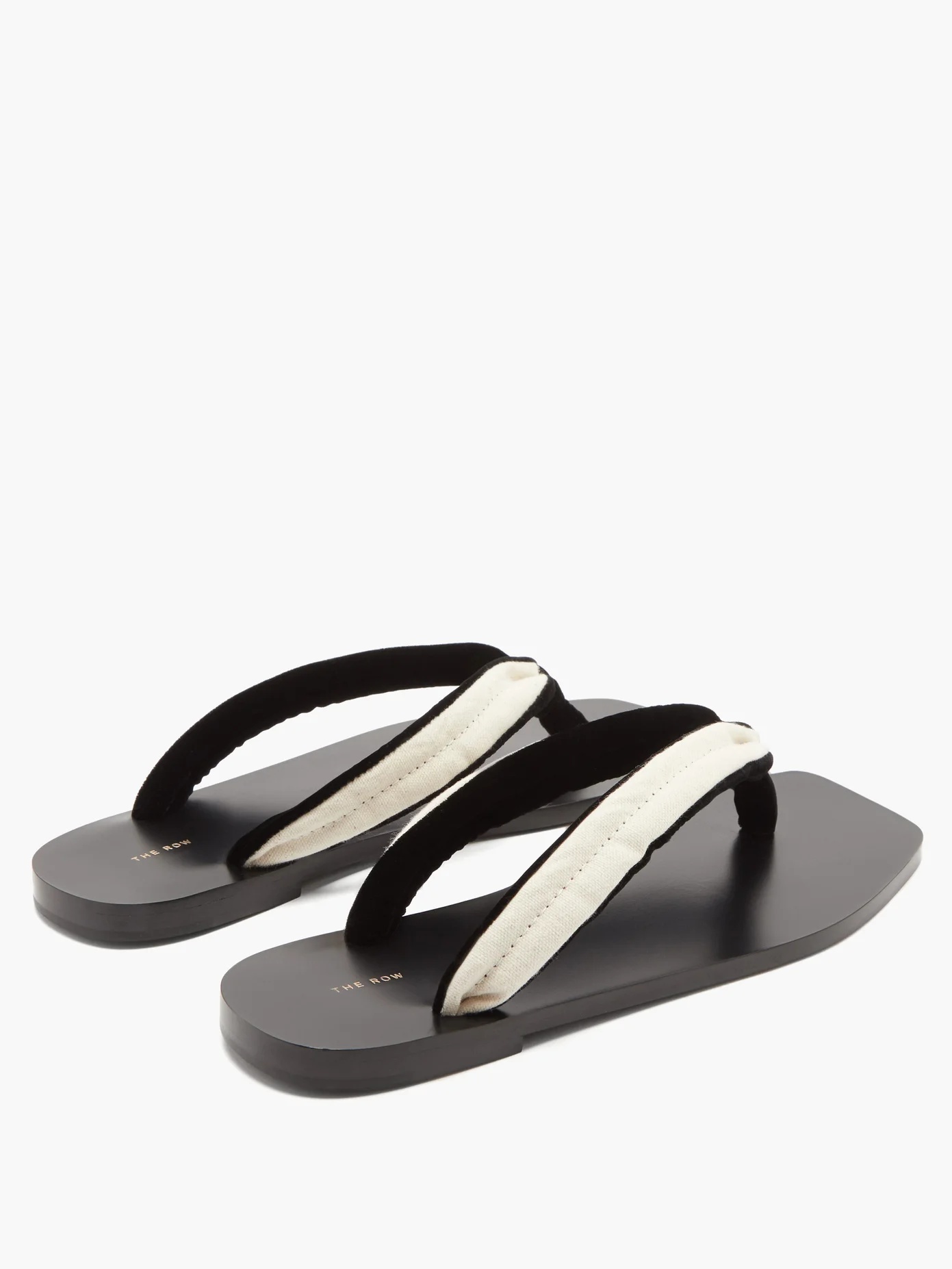 Swan velvet square-toe sandals - 4