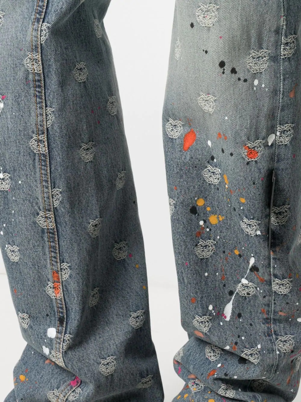 logo-jacquard paint-splatter jeans - 5