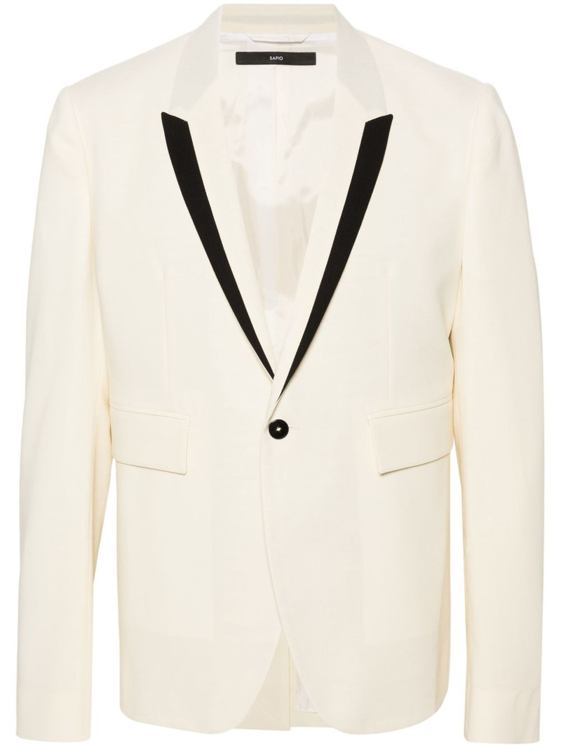 contrasting-trim single-breasted blazer 1