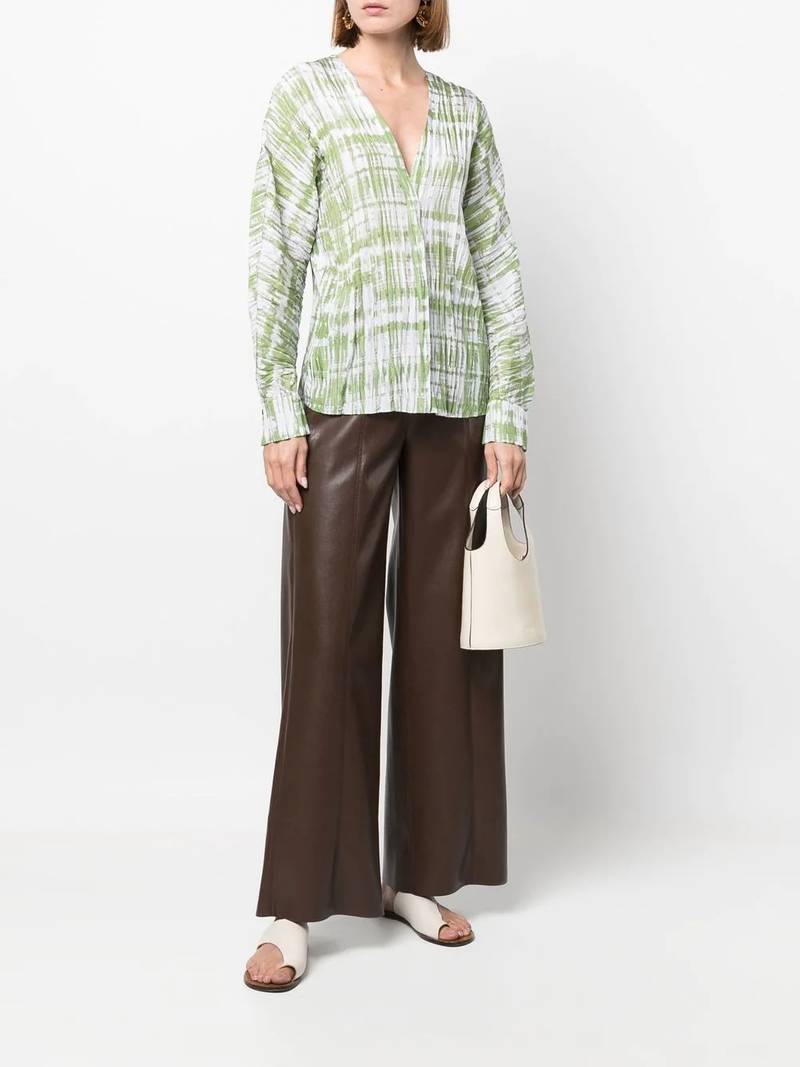 Vince tie-dye long-sleeve silk blouse outlook