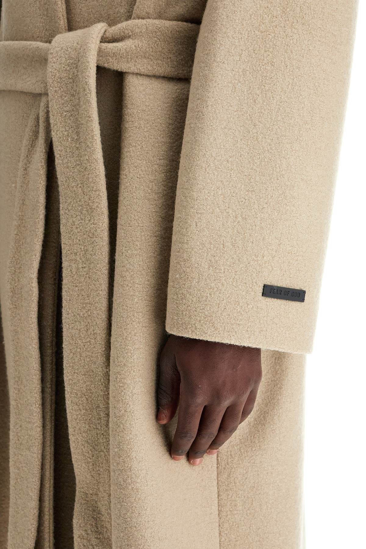 WOOL COAT WITH HIGH COLLAR AND BOILED WOOL - 5