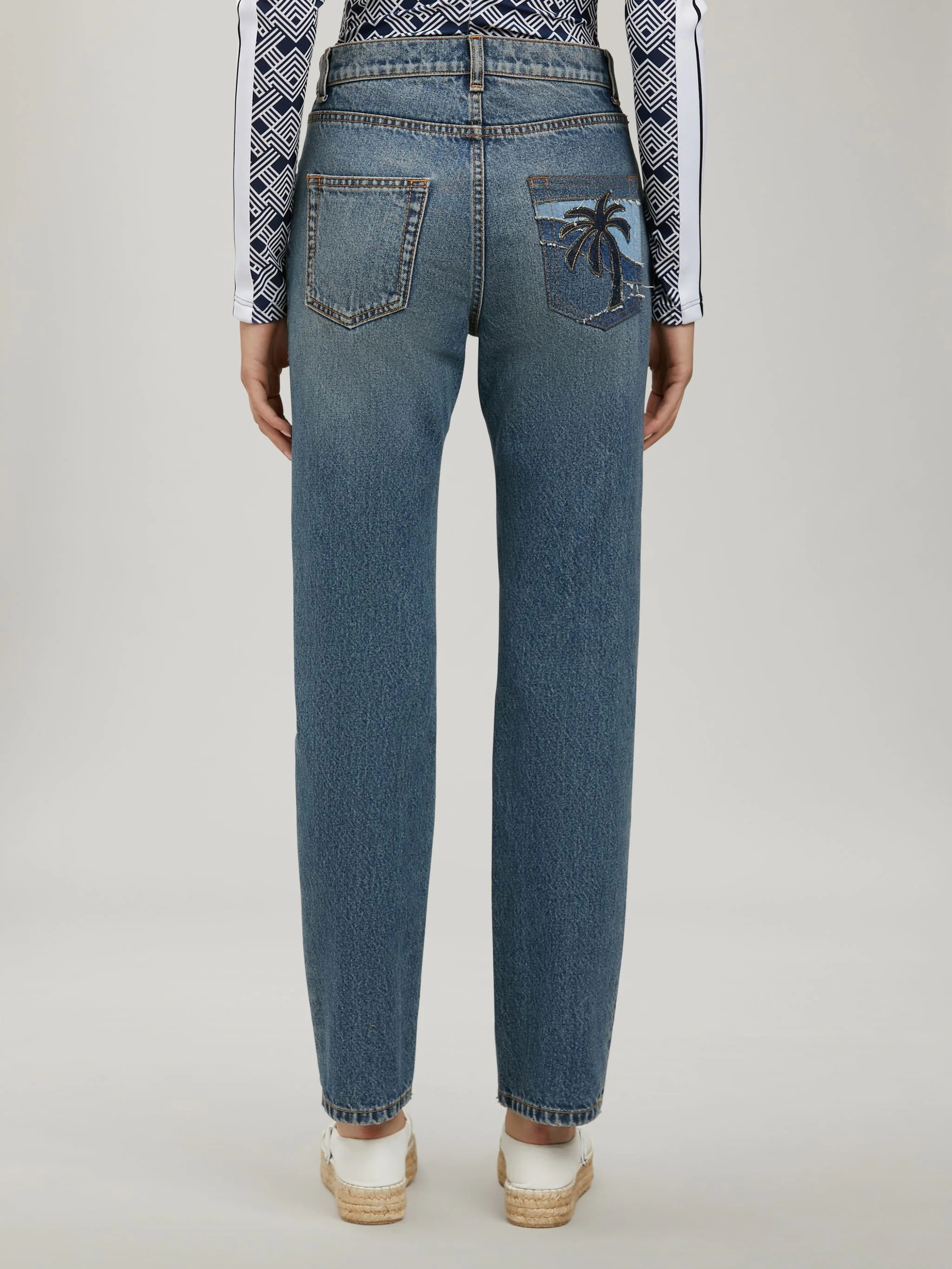 INTARSIA DENIM PANTS - 5