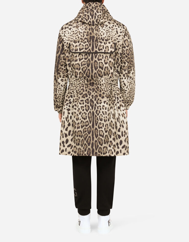 Hooded nylon parka with leopard print - 3