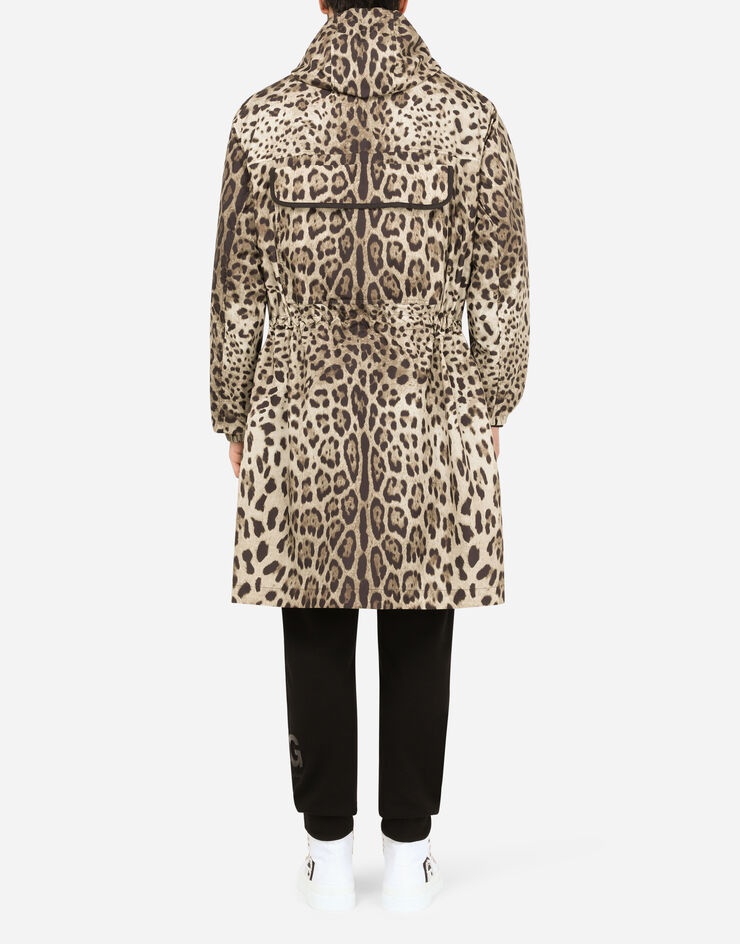 Hooded nylon parka with leopard print - 2