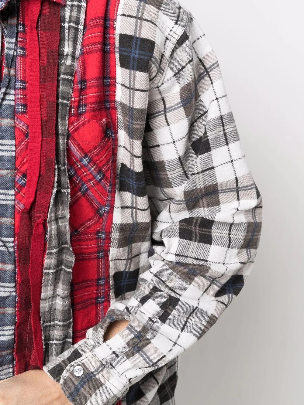 patchwork checked shirt - 5