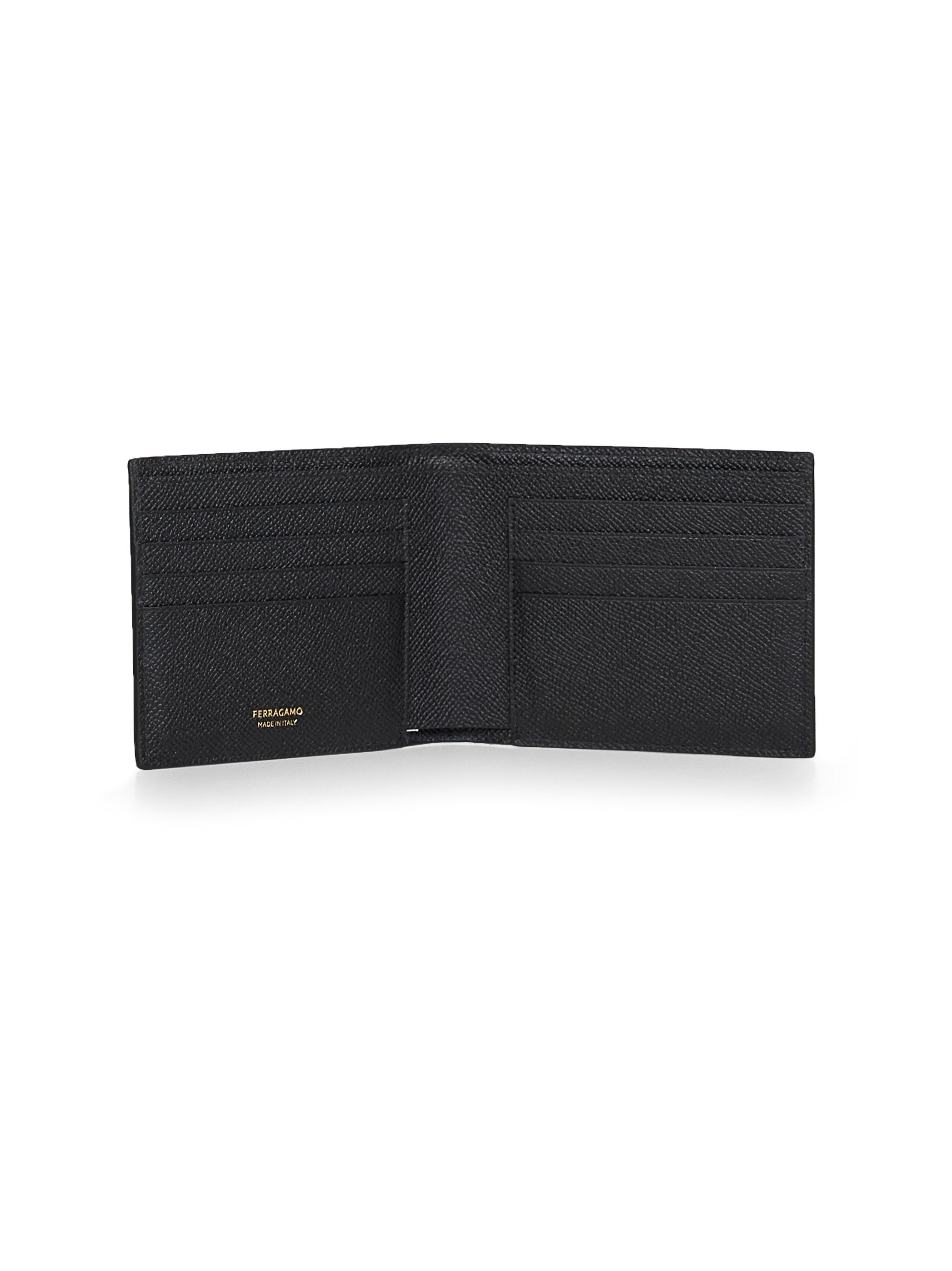 Black hammered calfskin Gancini wallet - 4