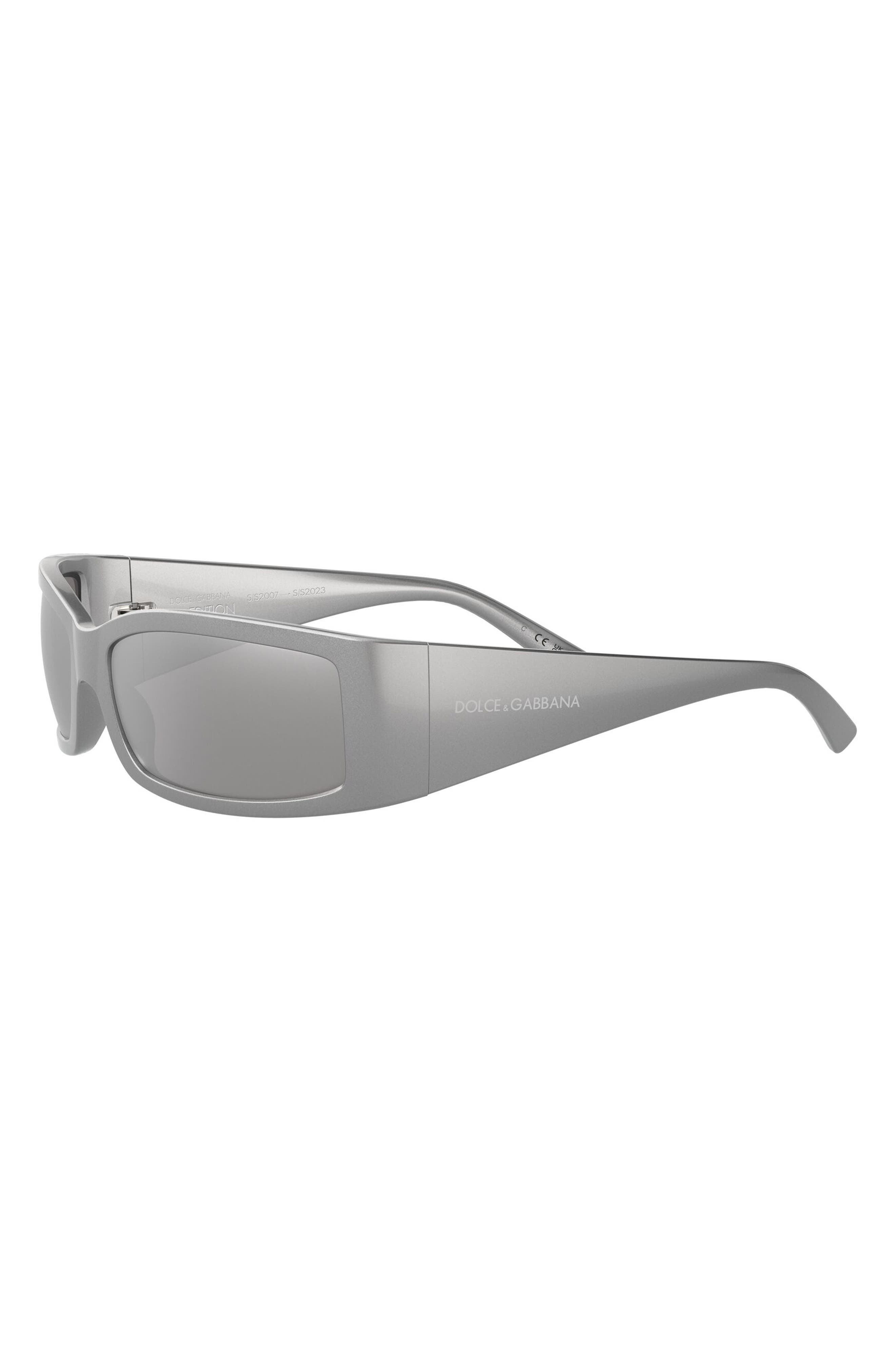 Dolce&Gabbana 61mm Polarized Rectangular Sunglasses in Metallic Grey at Nordstrom - 4