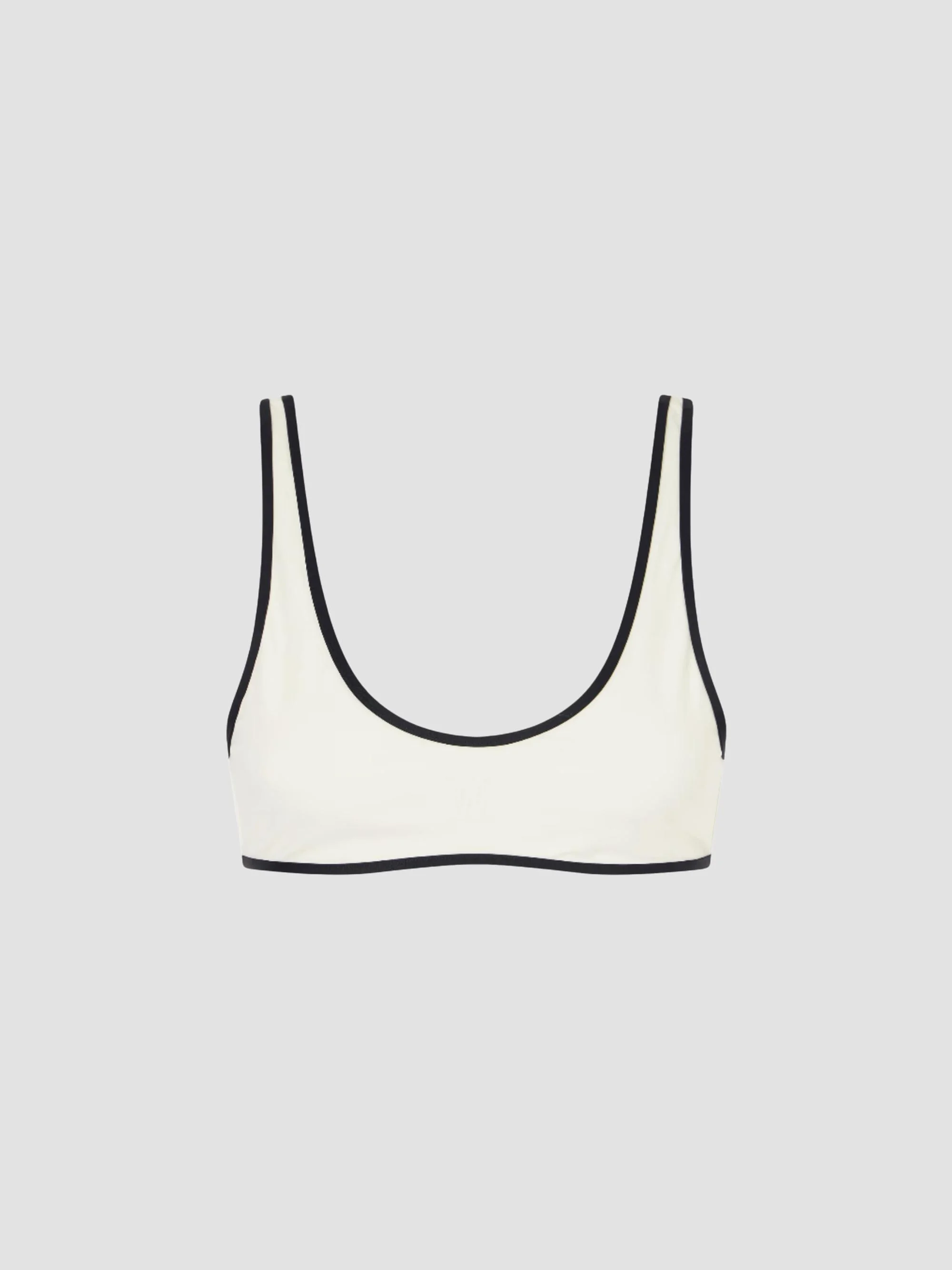 Women's Scoopneck Bikini Top - Ecru Black - 1