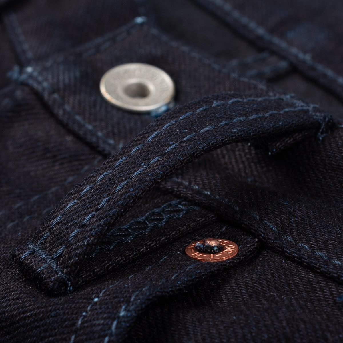 IH-666S-142ib 14oz Selvedge Denim Slim Straight Cut Jeans - Indigo/Black - 11
