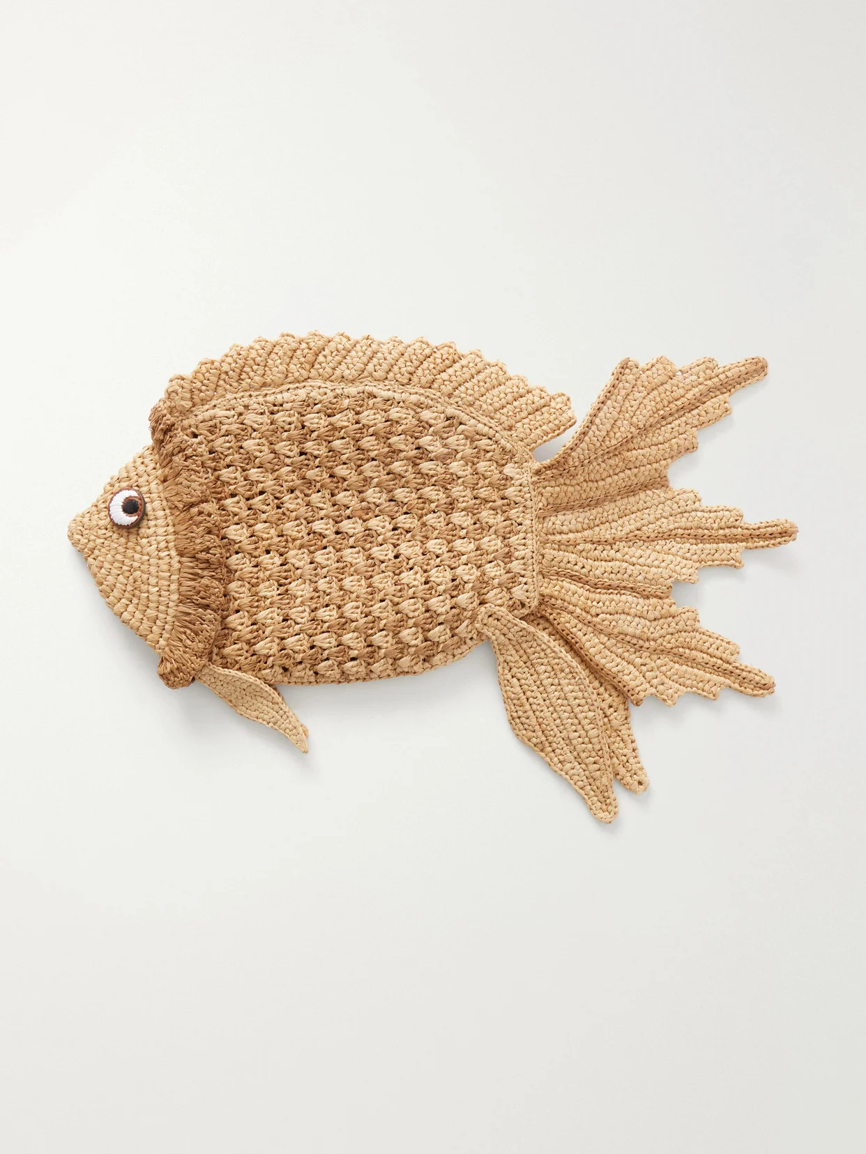 Fish Raffia And Leather-trimmed Clutch - 1