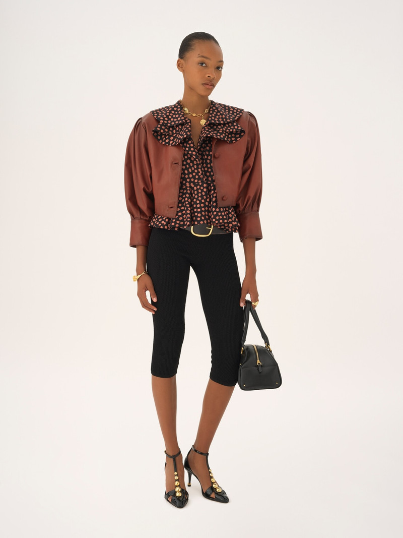 Chloé CROPPED COLLARLESS JACKET IN LEATHER outlook