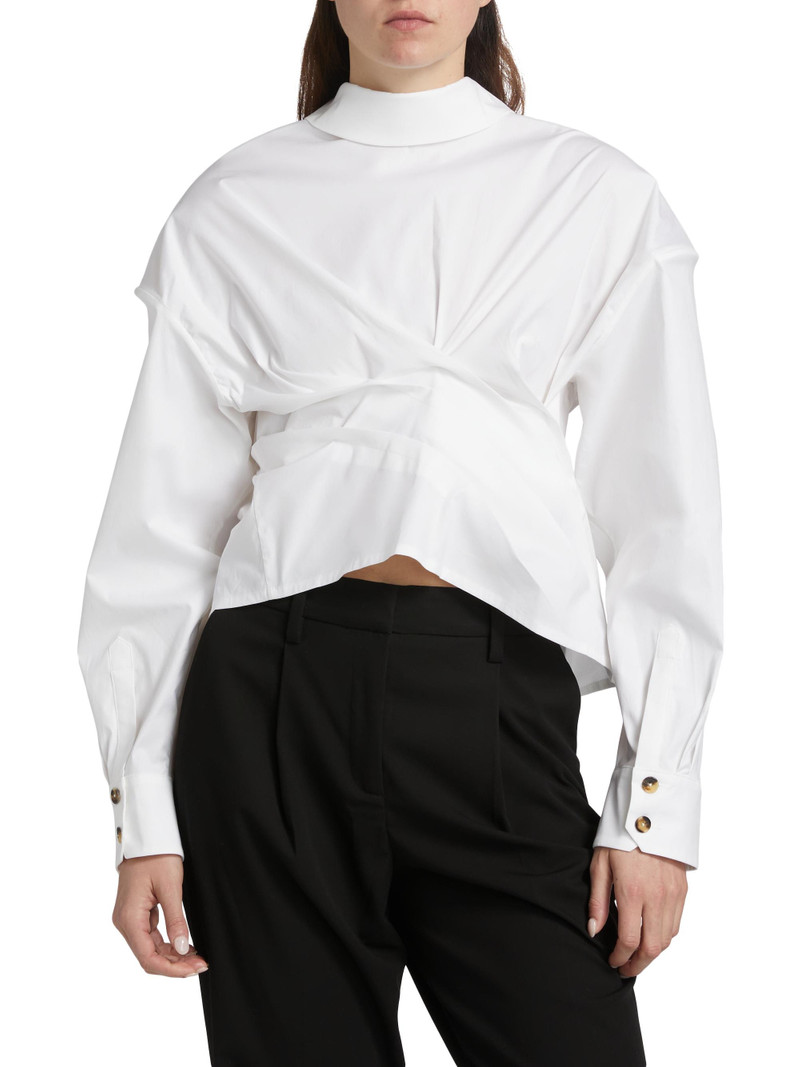 A. W.A. K.E. MODE Women's Twisted Reversed Shirt - White 1