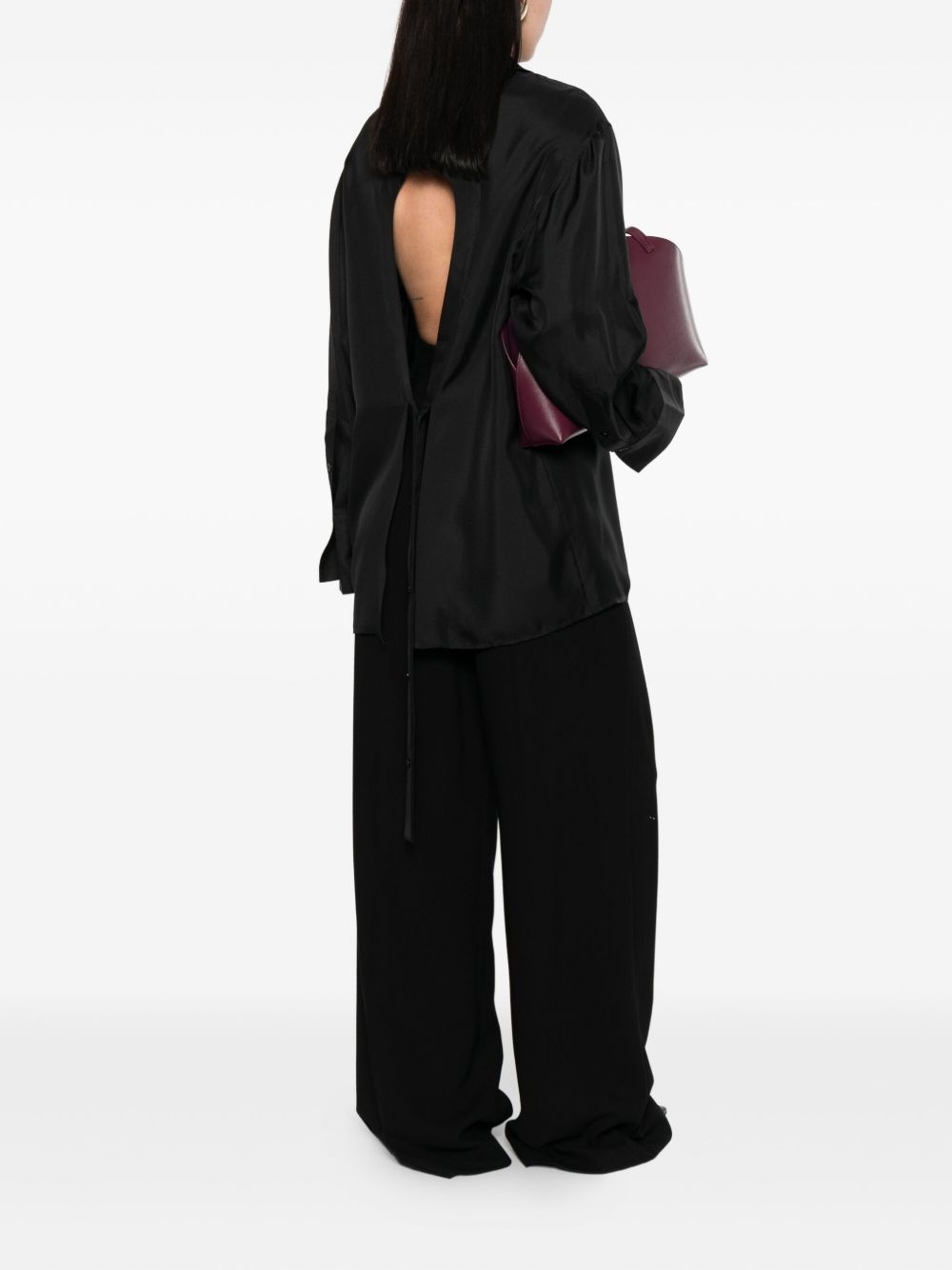 open-back silk shirt - 2