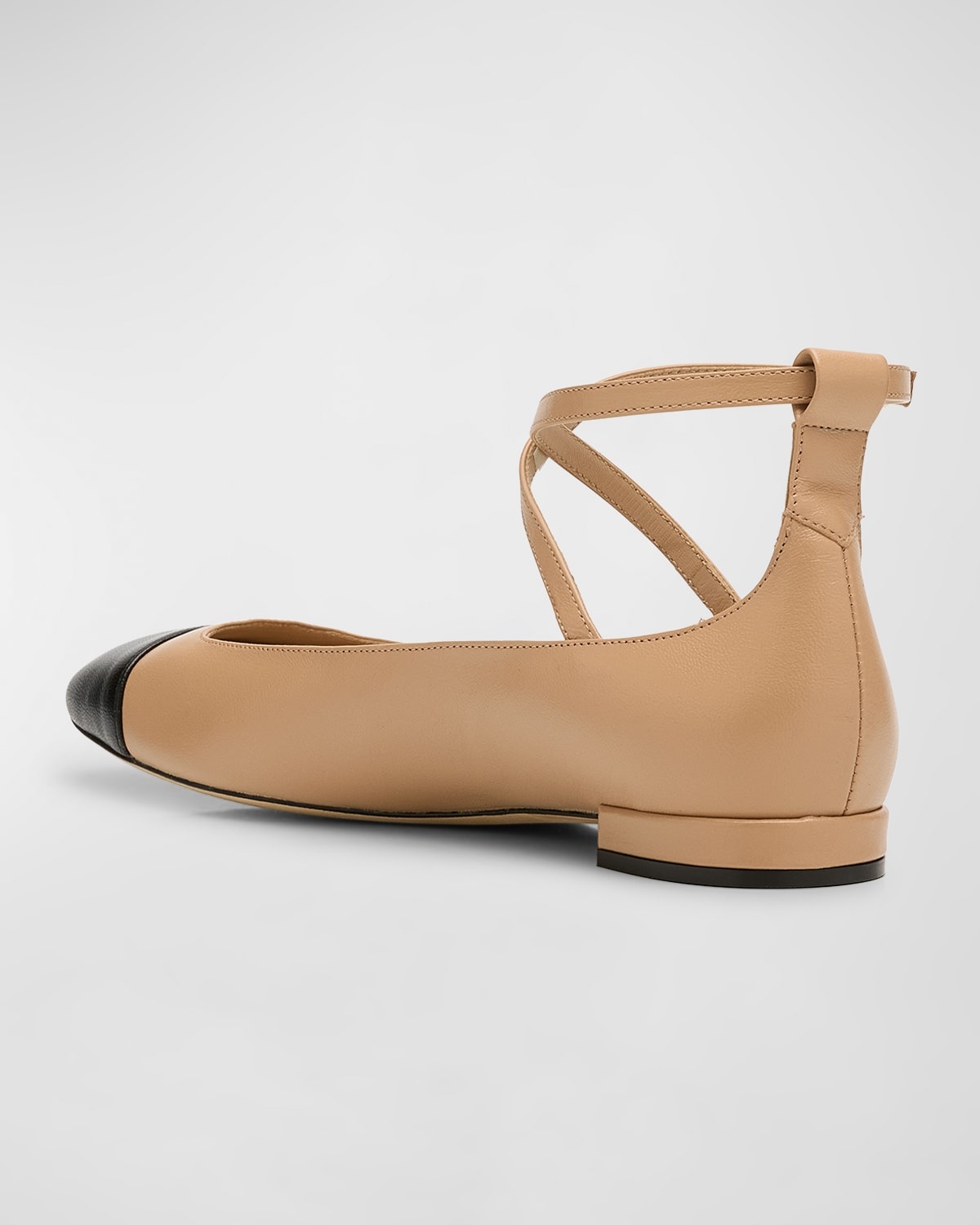 Eden Bicolor Leather Ankle-Strap Flats - 4