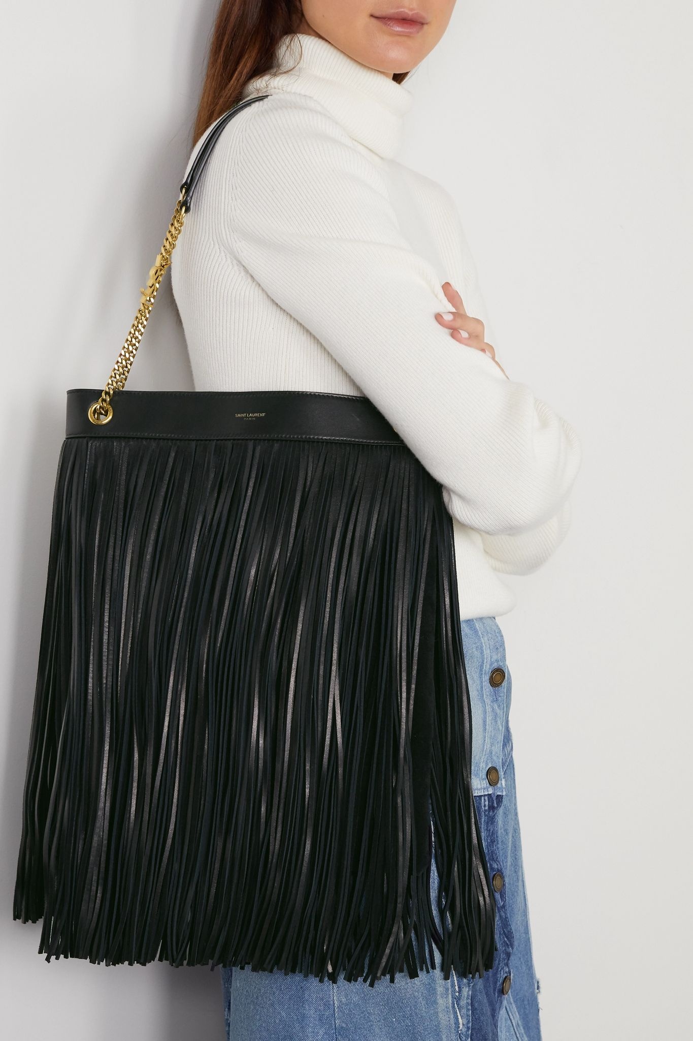 Grace large fringed leather and suede shoulder bag - 2