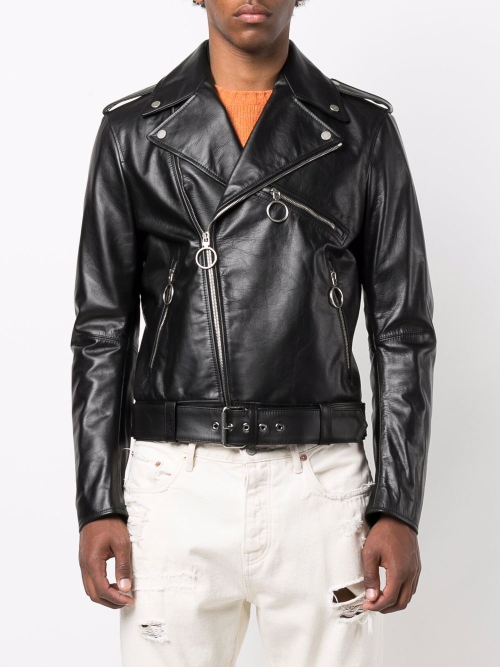 Marker leather biker jacket - 3