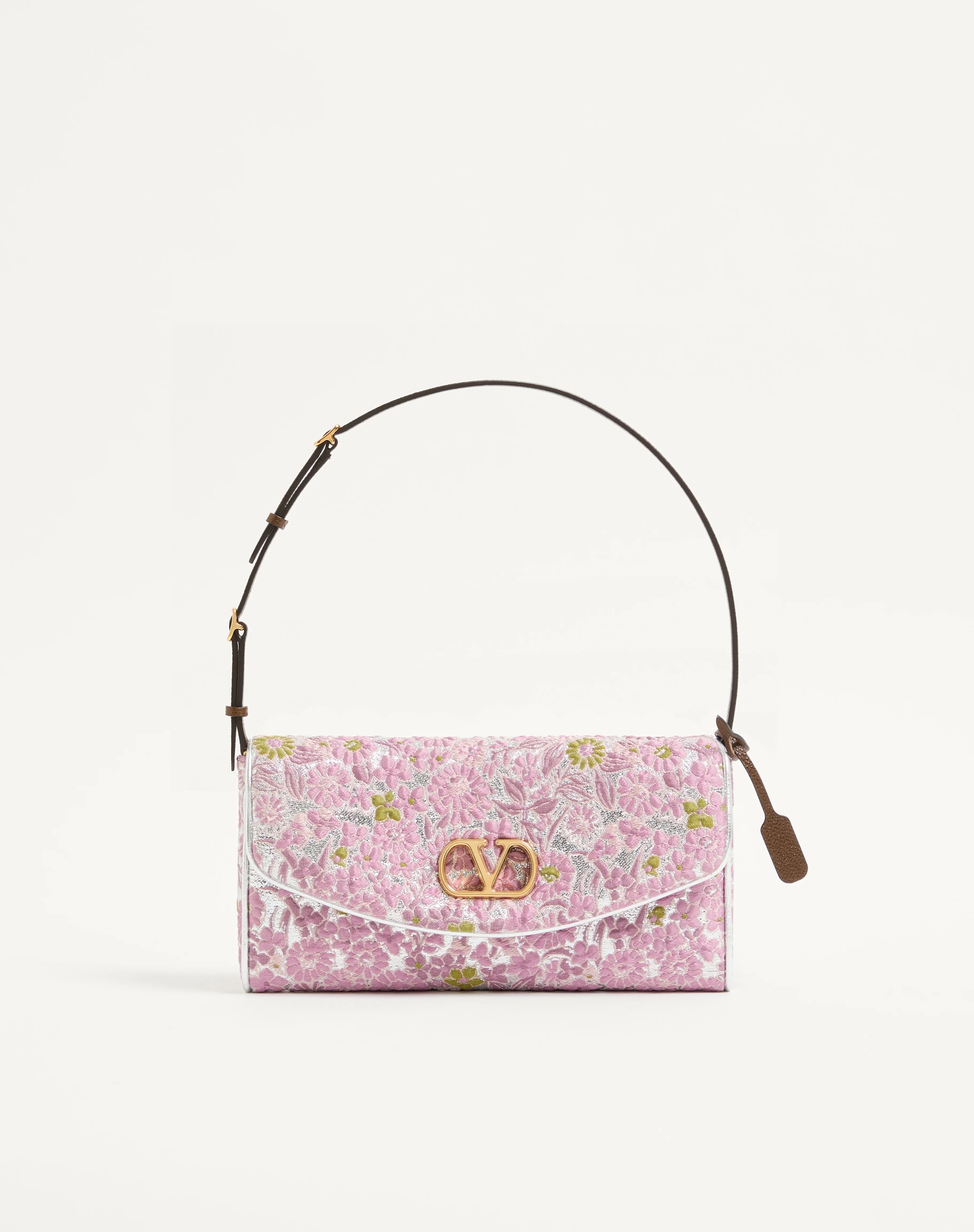 VALENTINO GARAVANI DEVAIN SMALL SHOULDER BAG IN JACQUARD LUREX FABRIC - 1