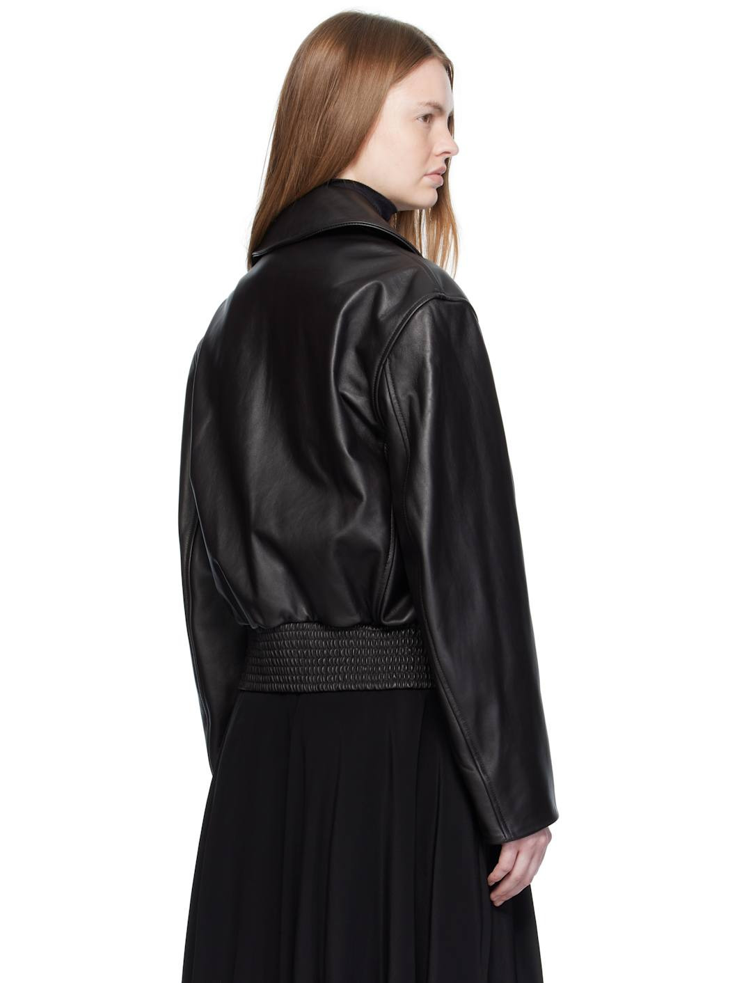 Brown Boxy Leather Blouson Jacket - 3