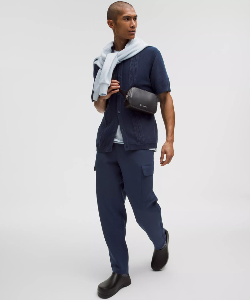 Cotton-Blend Knit Button Up Short-Sleeve Shirt 6
