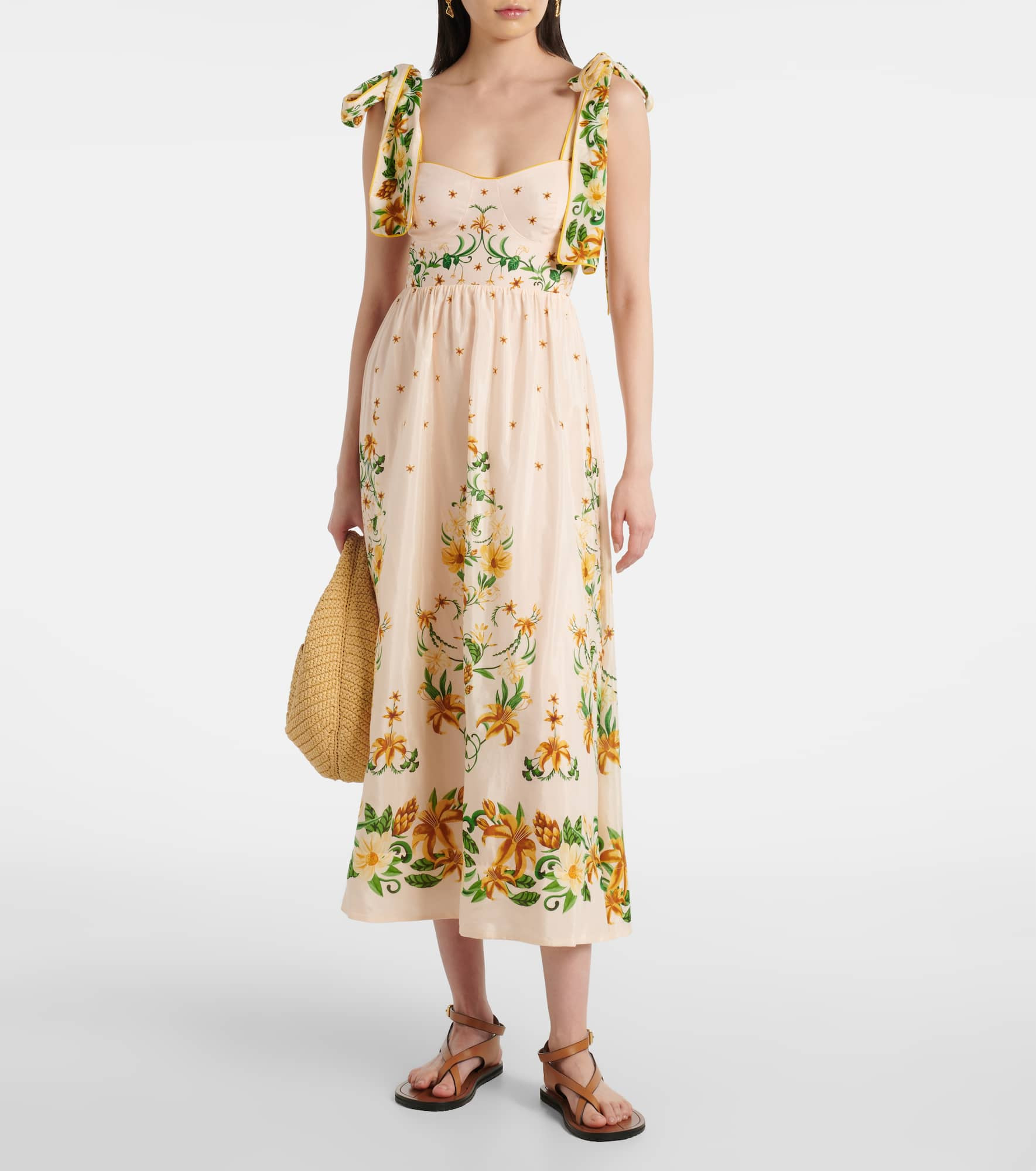 Floral cotton-blend midi dress - 2