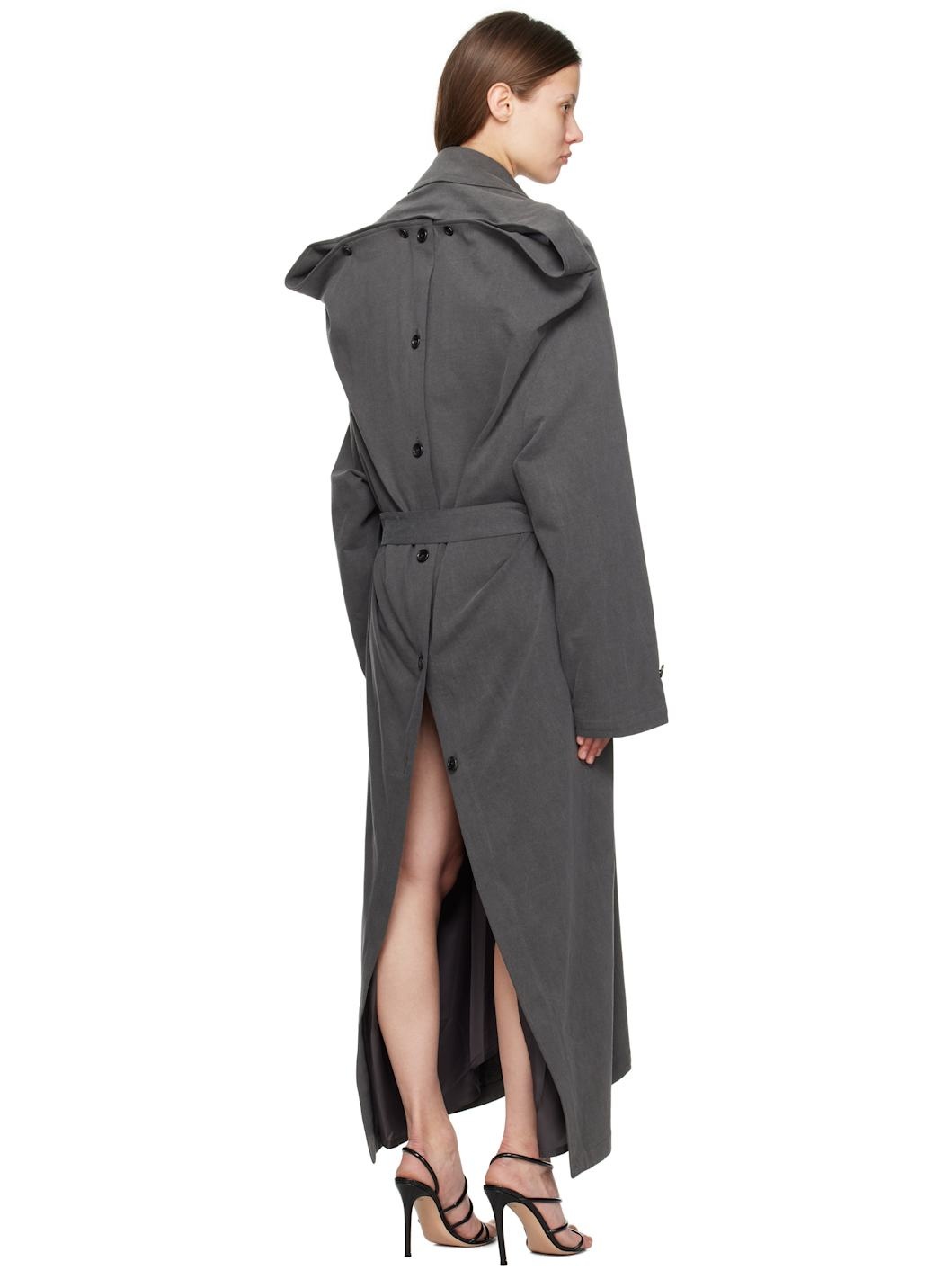 Gray Square Trench Coat - 3