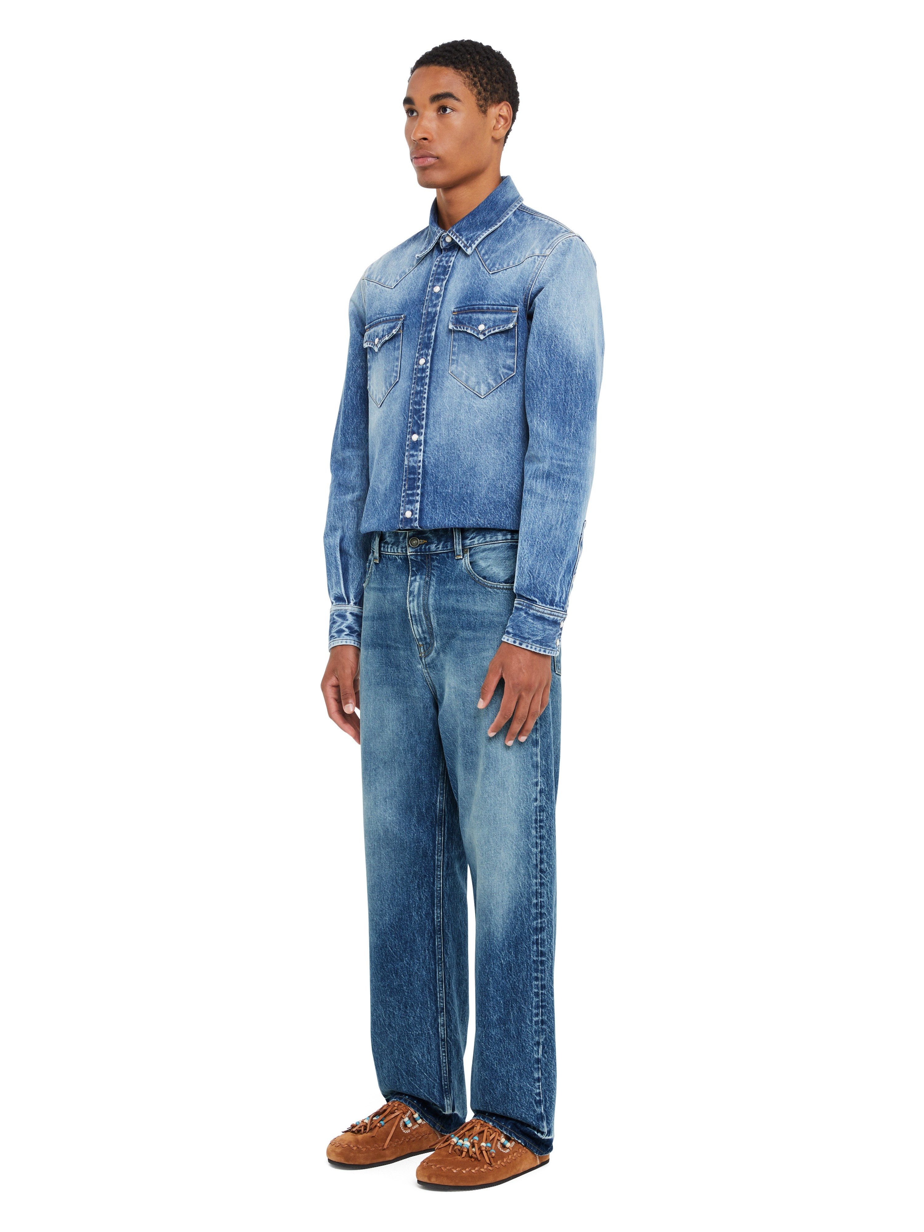 Medium Wash Denim Pants - 5