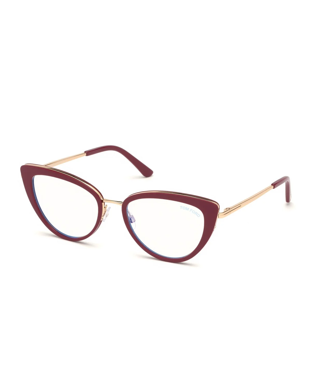 Blue Block Metal Cat-Eye Optical Frames - 1