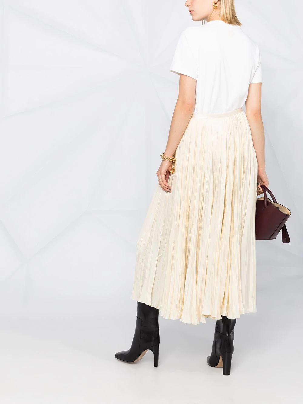 satin pleated midi-skirt - 4