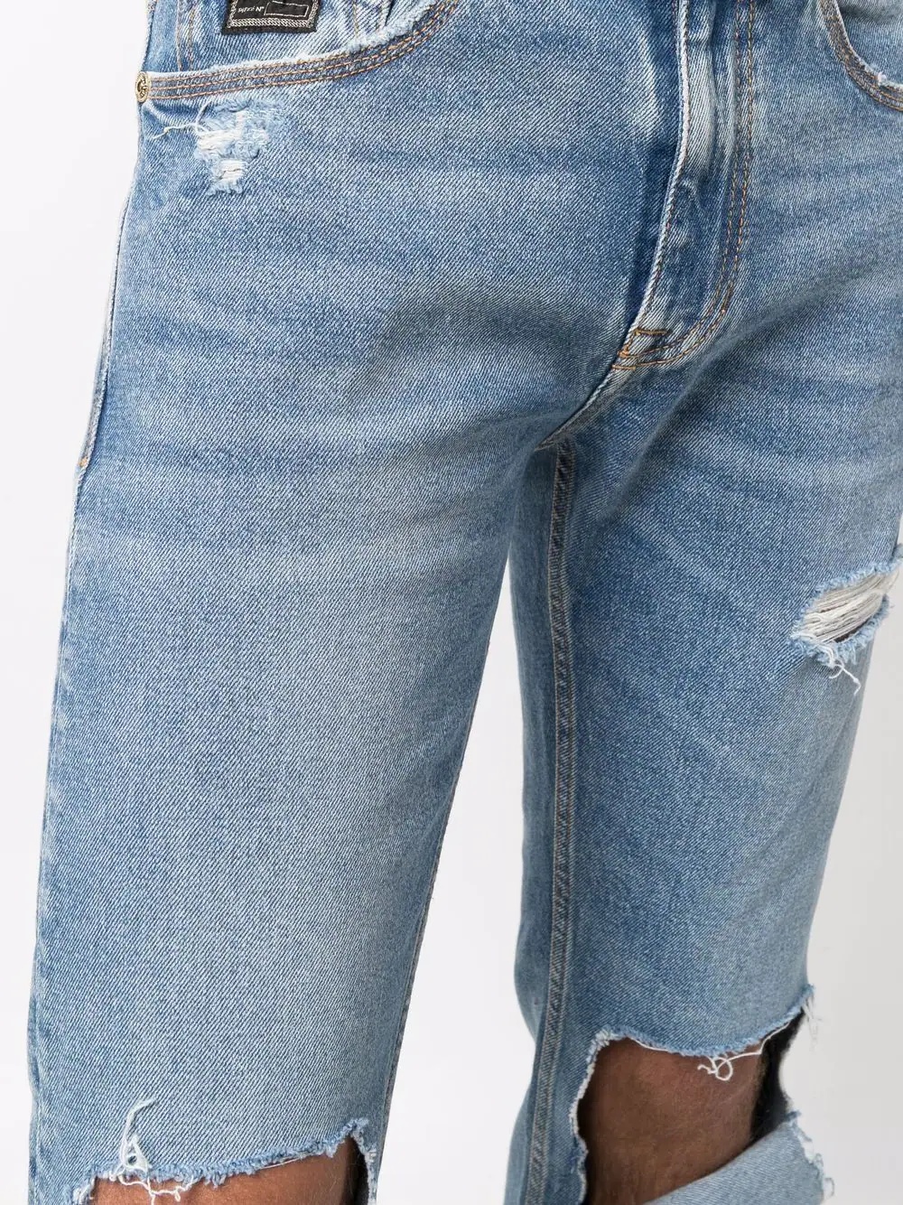 distressed straight-leg jeans - 5