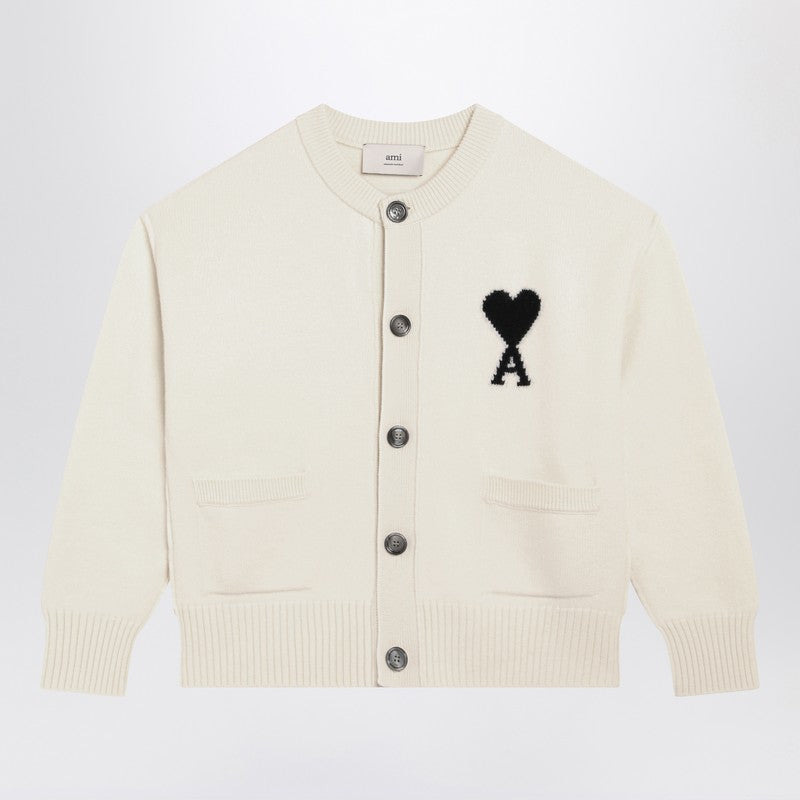 Ami Paris White Ami De Coeur Cardigan Men - 1