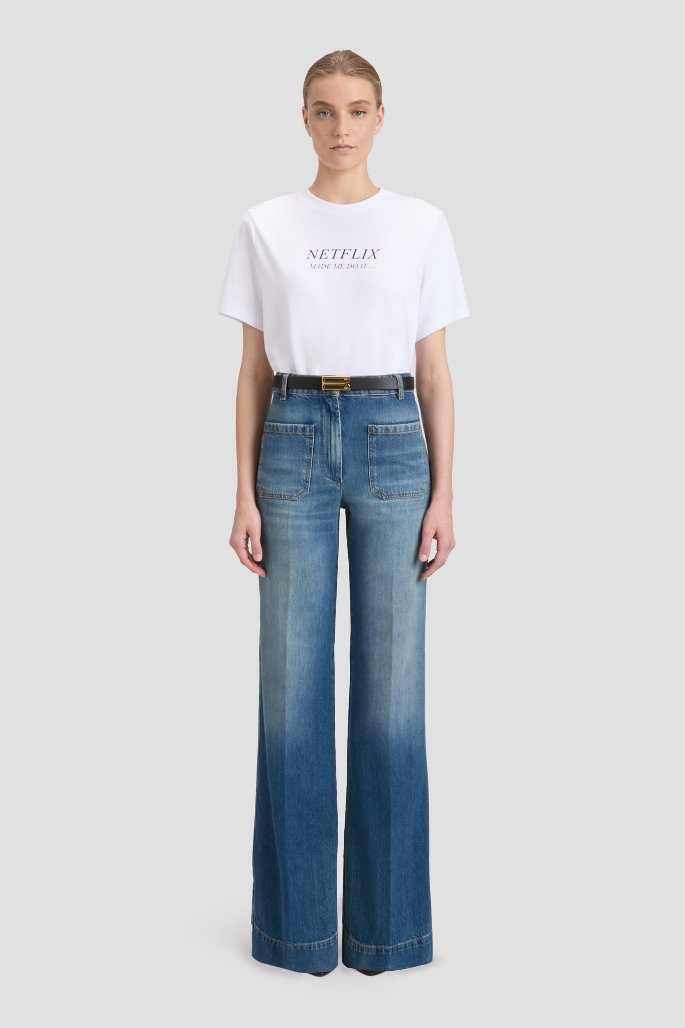Slogan Tee In White Netflix Made Me Do It - 2