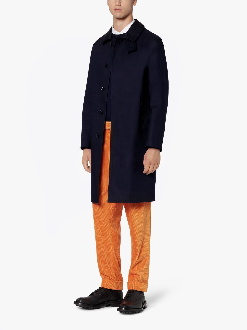 OXFORD NAVY BONDED COTTON 3/4 COAT | GRC-108 - 4