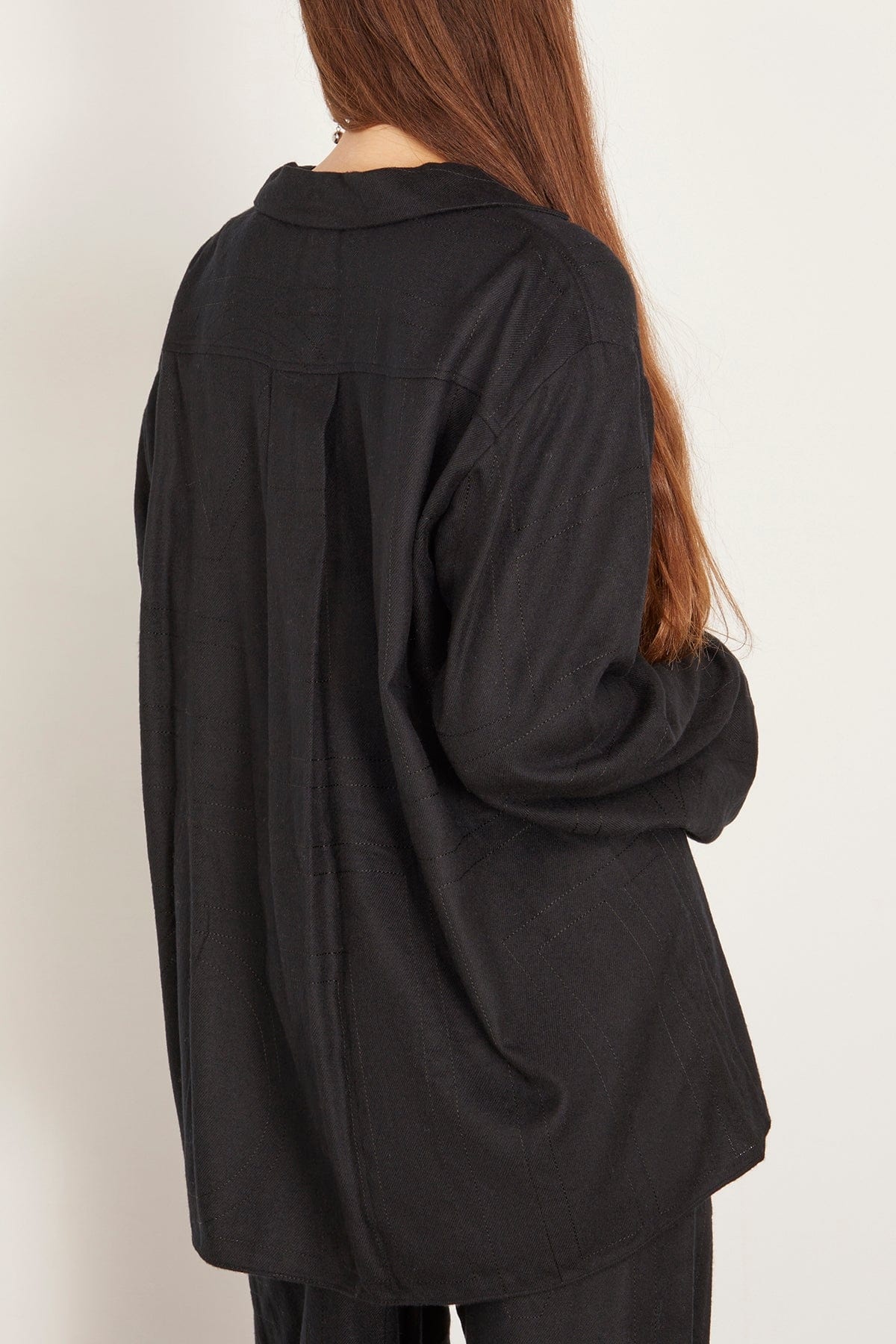 Monogram Flannel Pajama Top in Black - 4