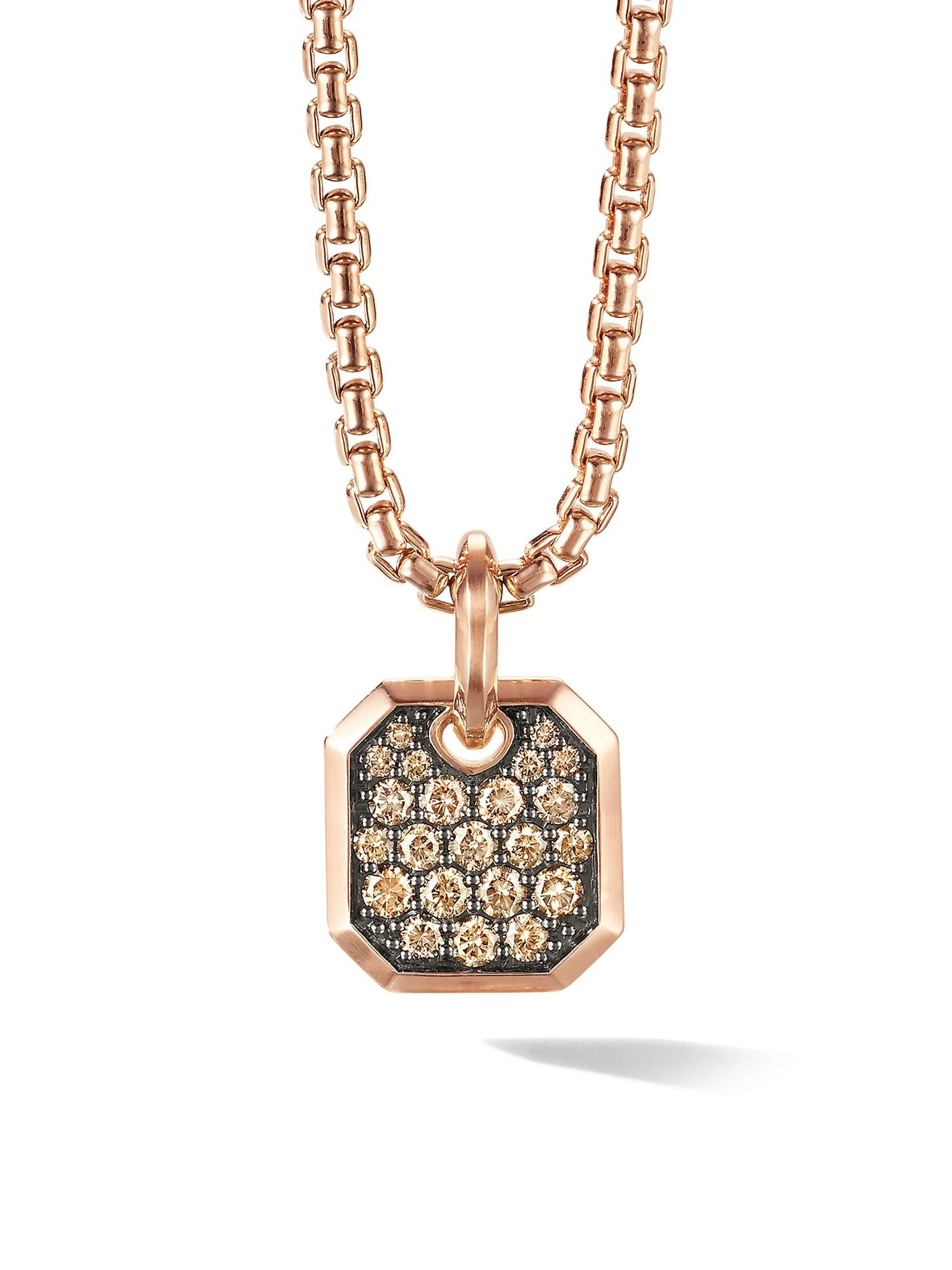 Men's Roman Amulet in 18K Rose Gold - Cognac Diamond - 1