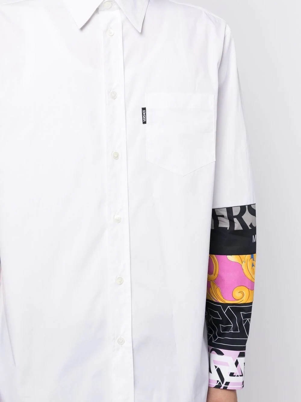 patchwork logo button-down shirt - 9