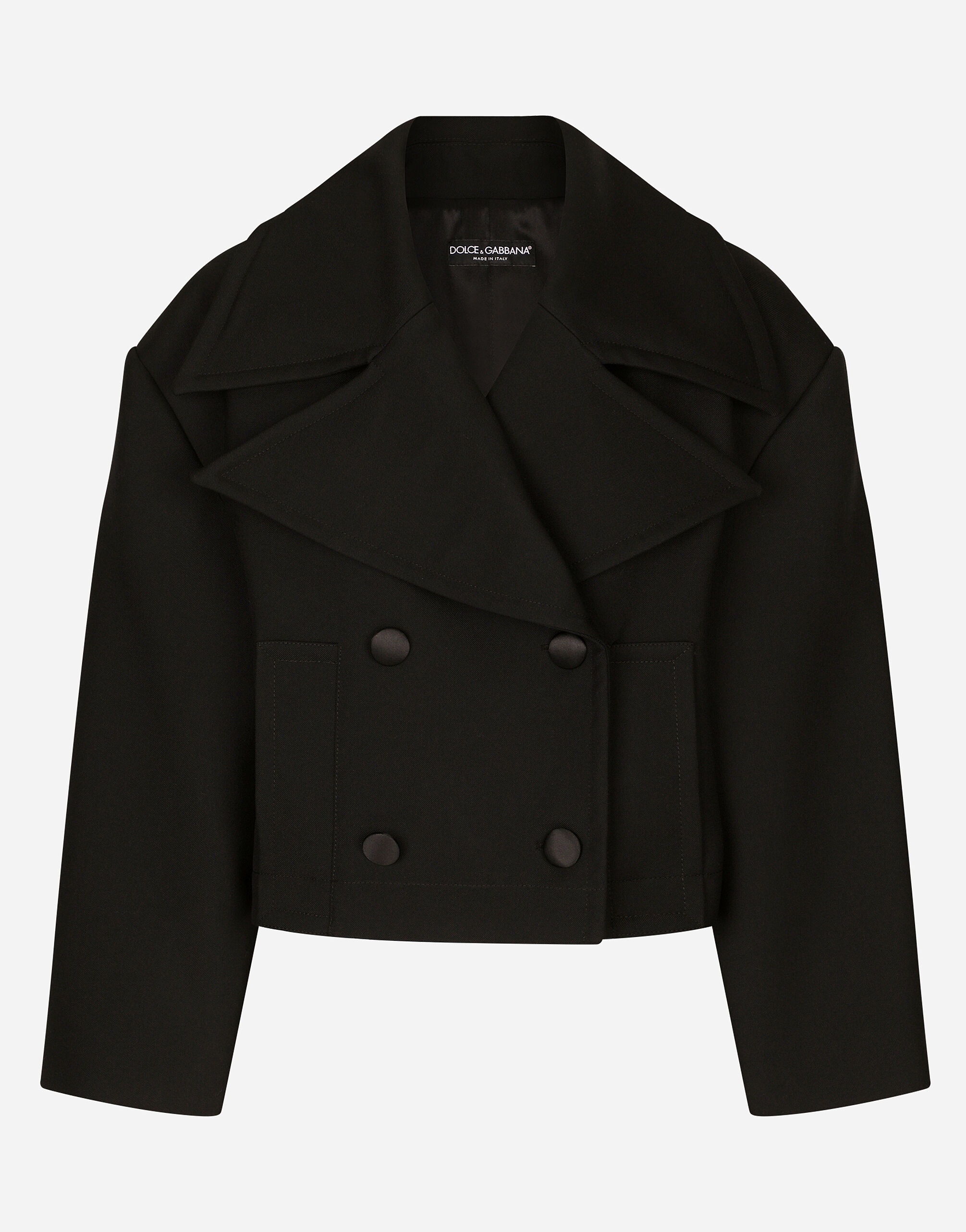 Short oversize wool gabardine jacket - 1