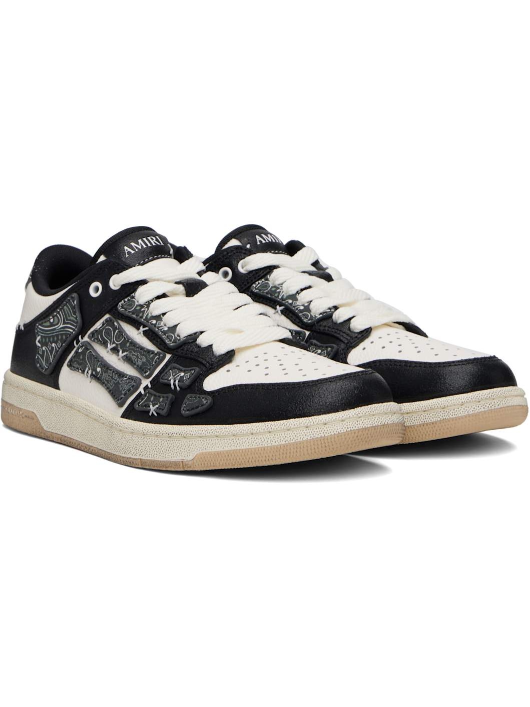 Black & White Bandana Skel Top Low Sneakers - 4