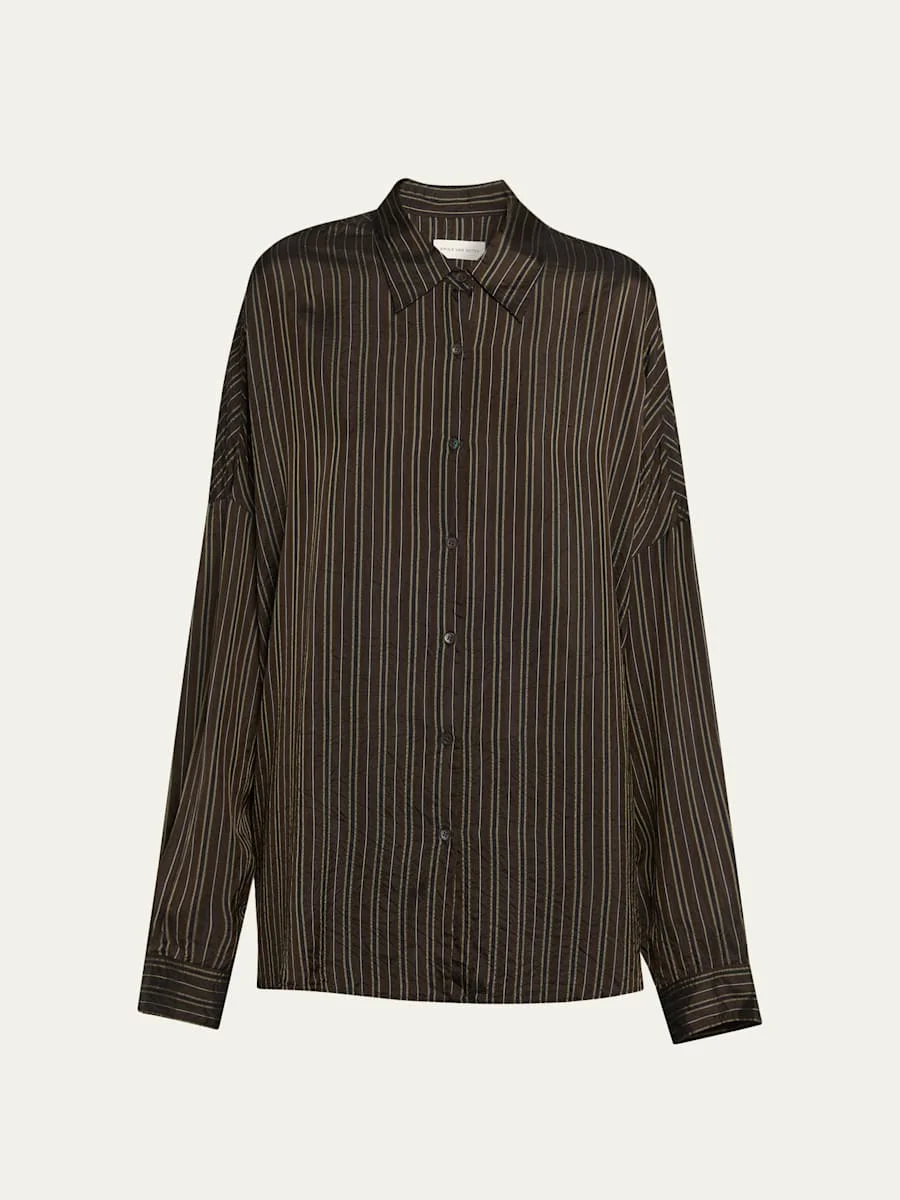 Casia Crinkled Stripe Button-Front Blouse - 1