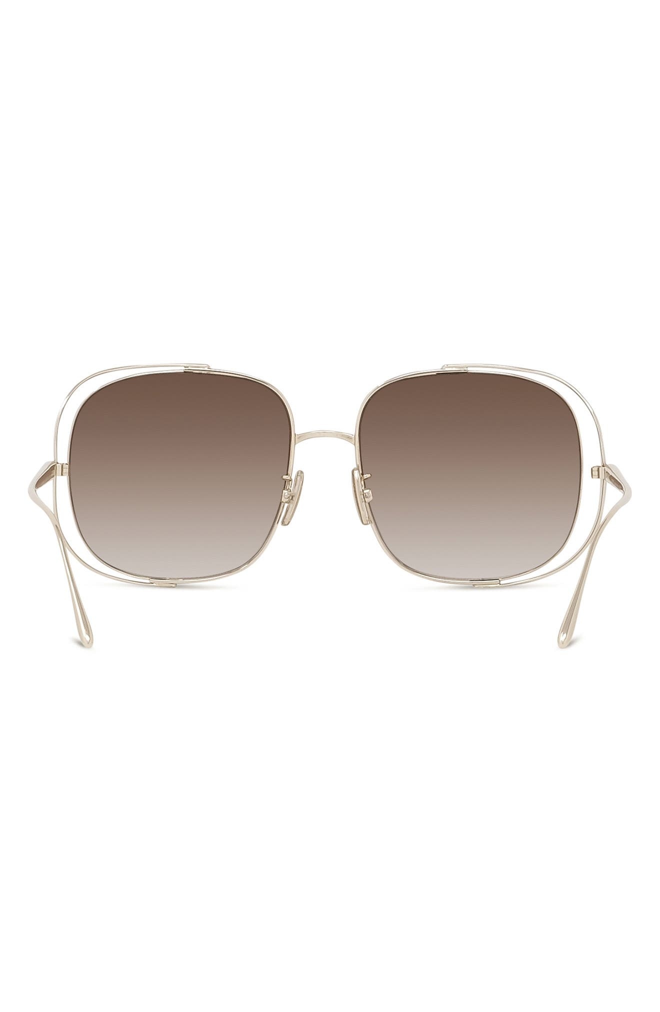 Loewe Signature 57mm Gradient Rectangular Sunglasses in Gold /Gradient Brown at Nordstrom - 5