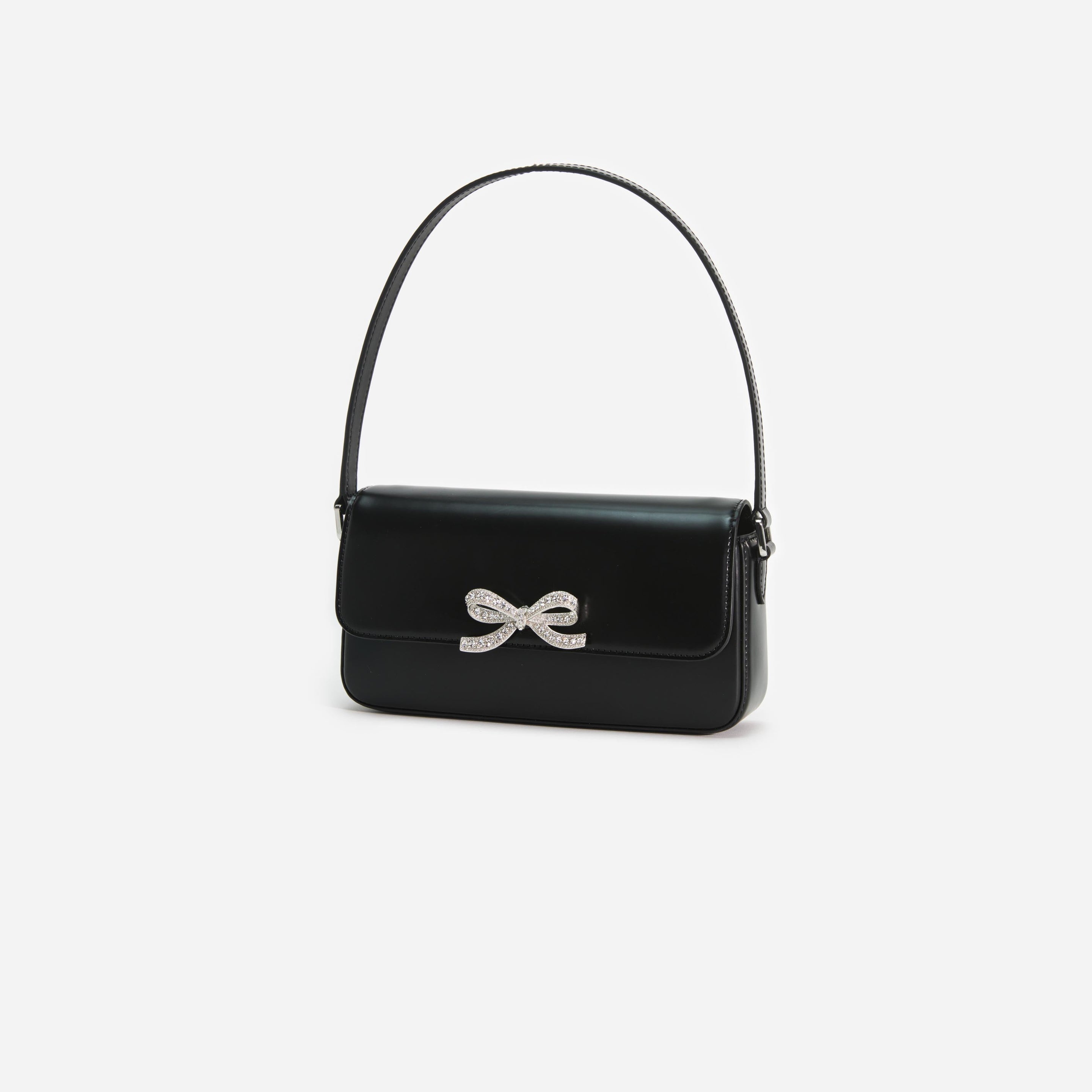Black Leather Baguette Bag - 2