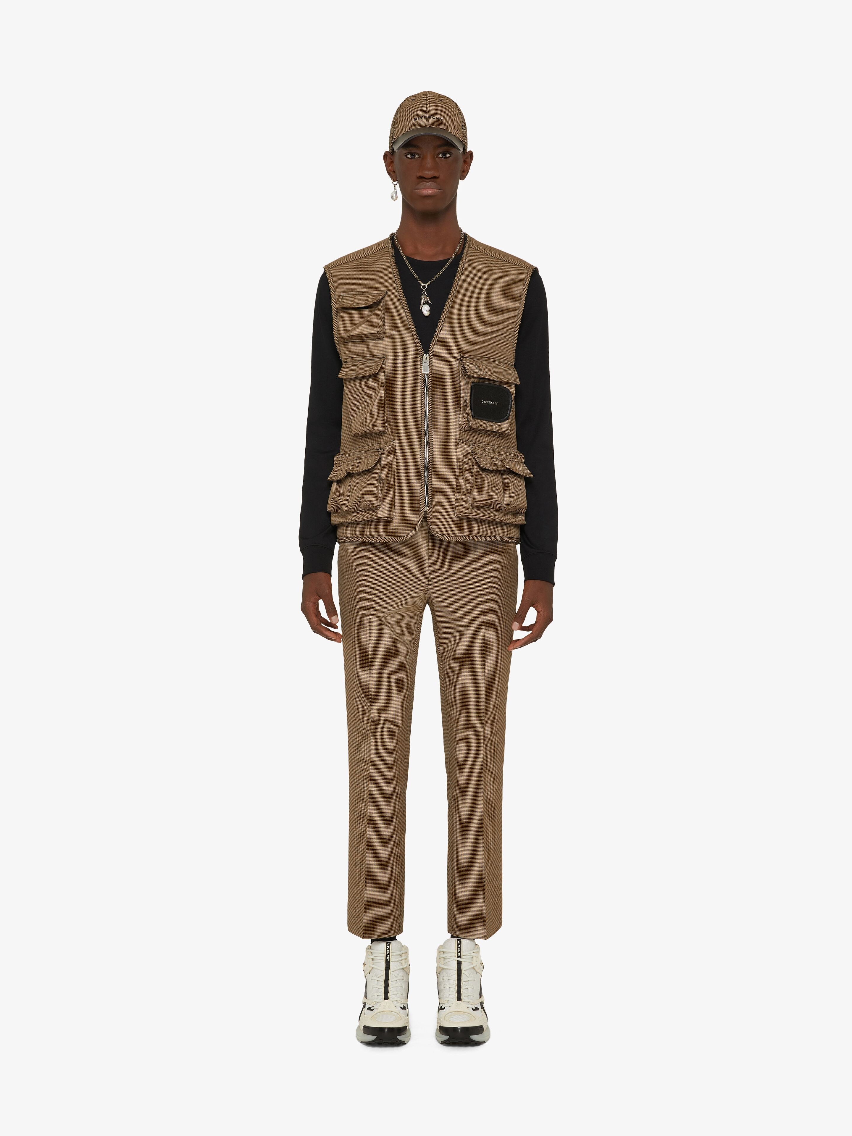 SLIM FIT PANTS IN TECHNICAL FIBER WITH HOUNDSTOOTH PATTERN - 2