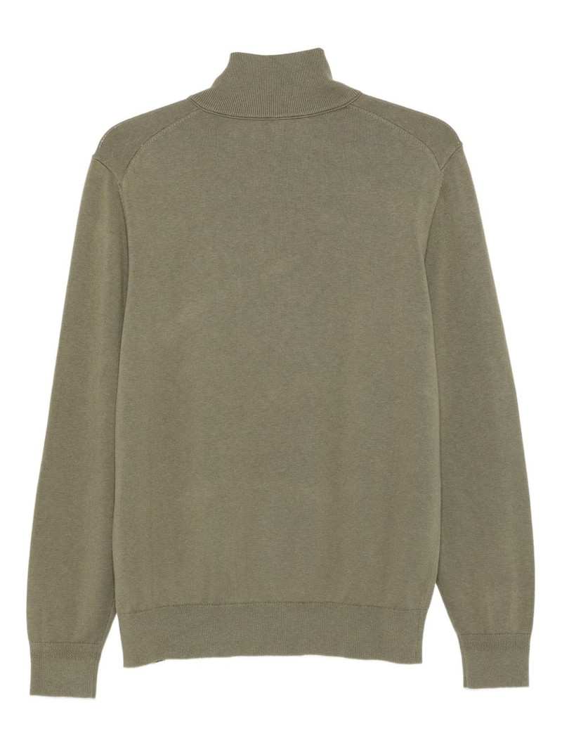 BOSS zip-neck embroidered square detail cardigan outlook