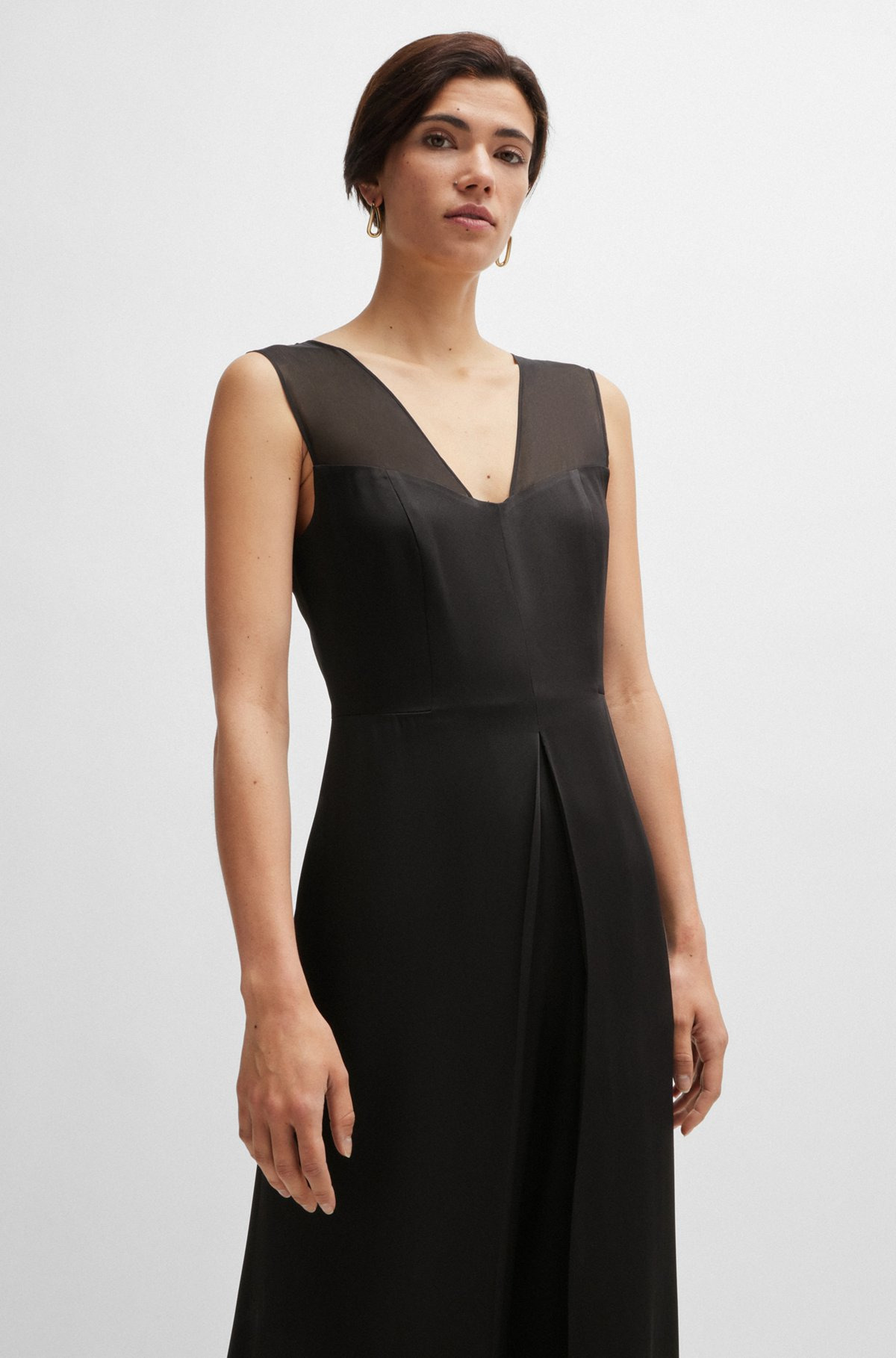 JUMPSUIT IN LUSTROUS FABRIC WITH LAYERED EFFECT - 6