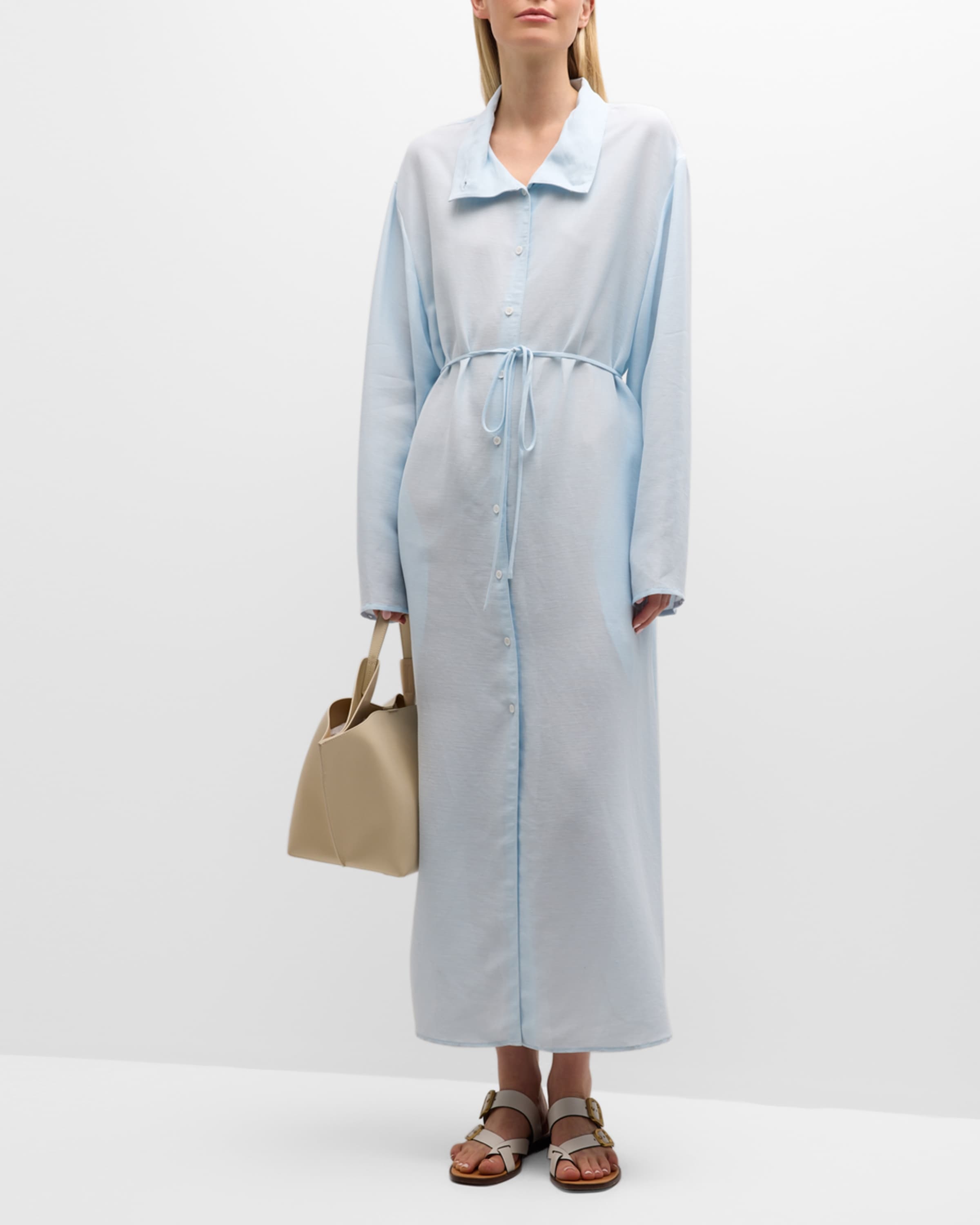 Wide Collar Maxi Shirtdress - 2