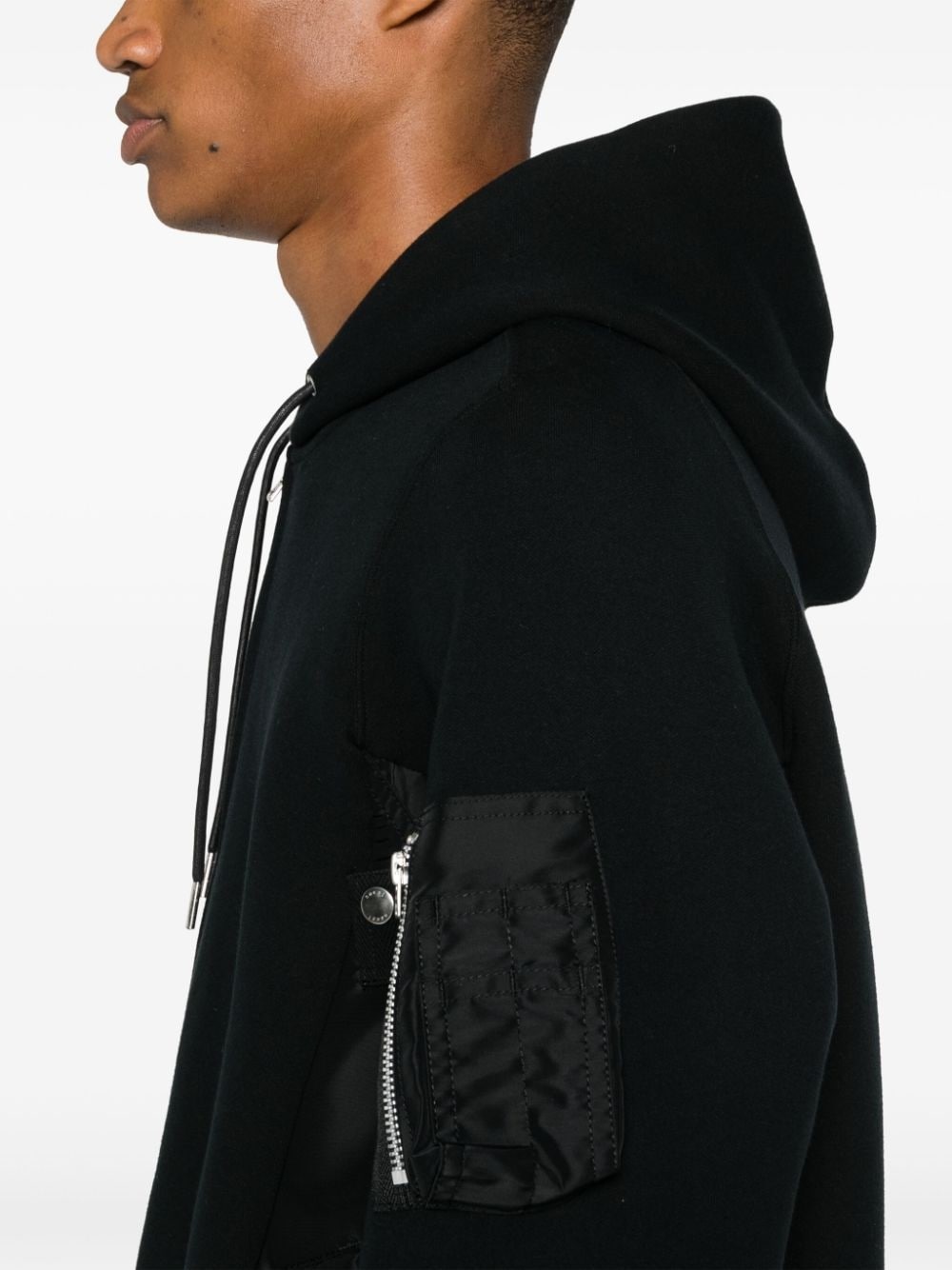 panelled drawstring hoodie - 5
