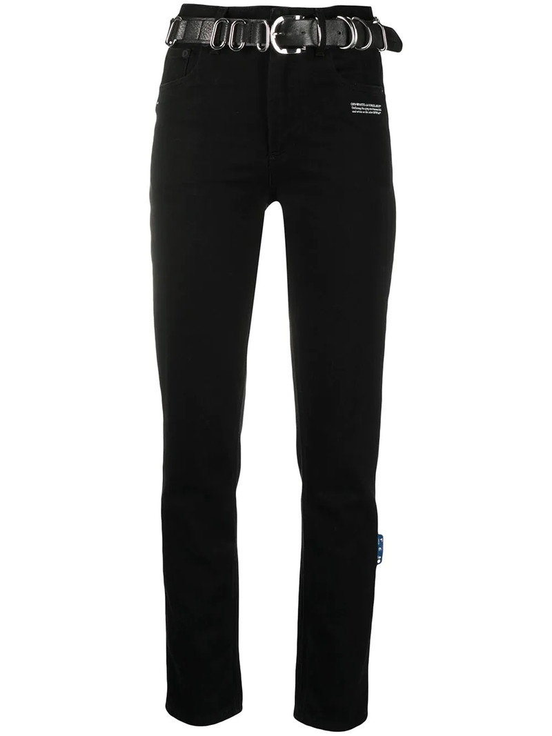 belted straight-leg jeans 1