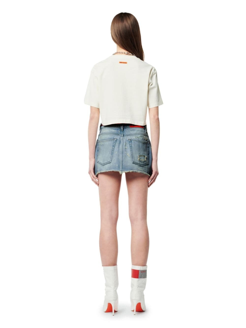 SUPER DISTRESSED DENIM SKIRT - 4