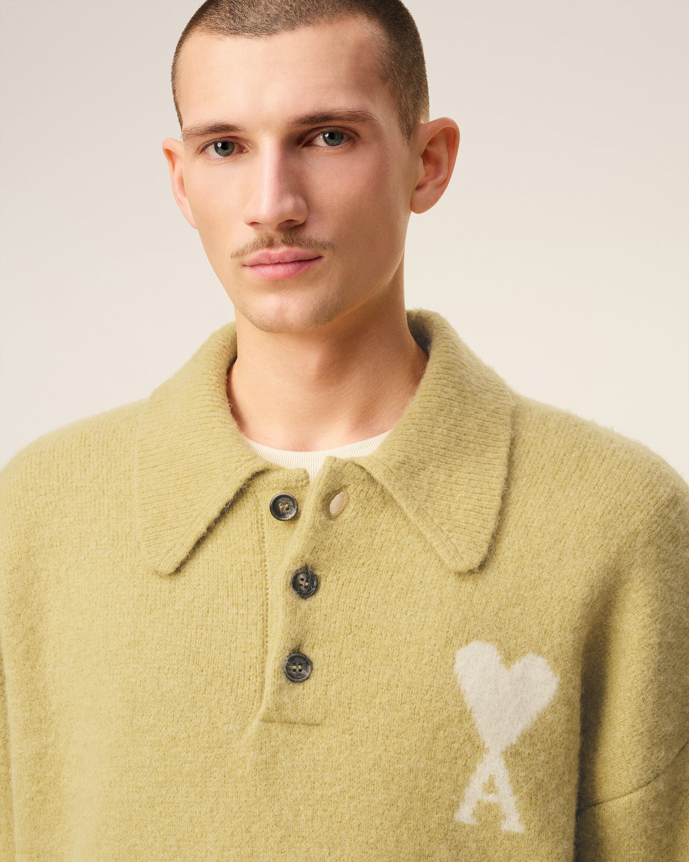 YELLOW ALPACA LONG  SLEEVES AMI DE COEUR POLO - 4