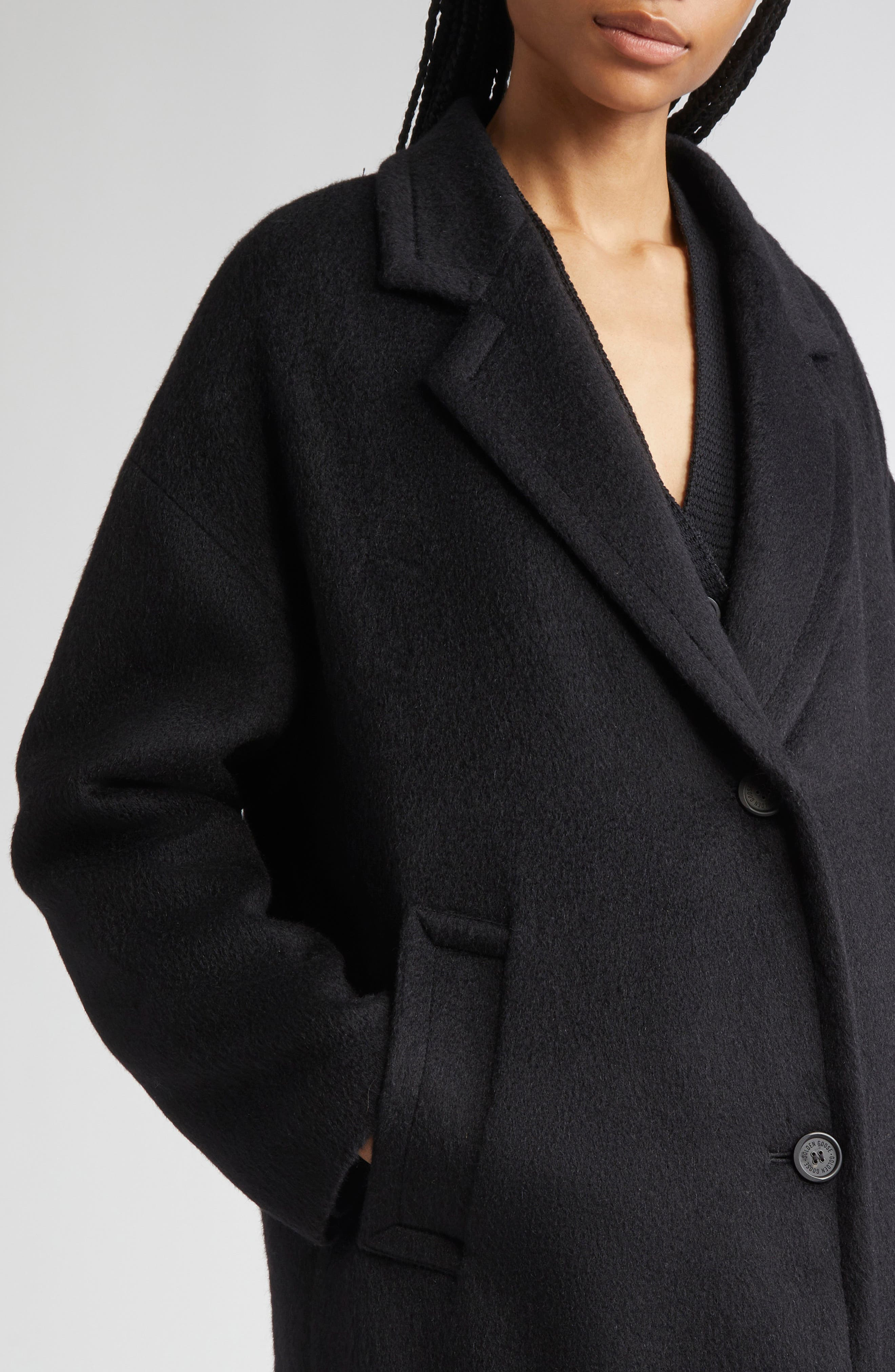Golden Goose Single Breaste Wool Blend Coccon Coat in Black at Nordstrom - 5