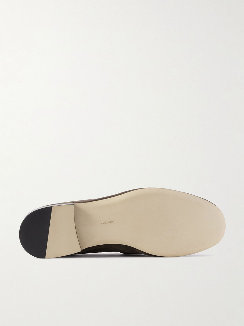The Row Suede Loafers Brown outlook